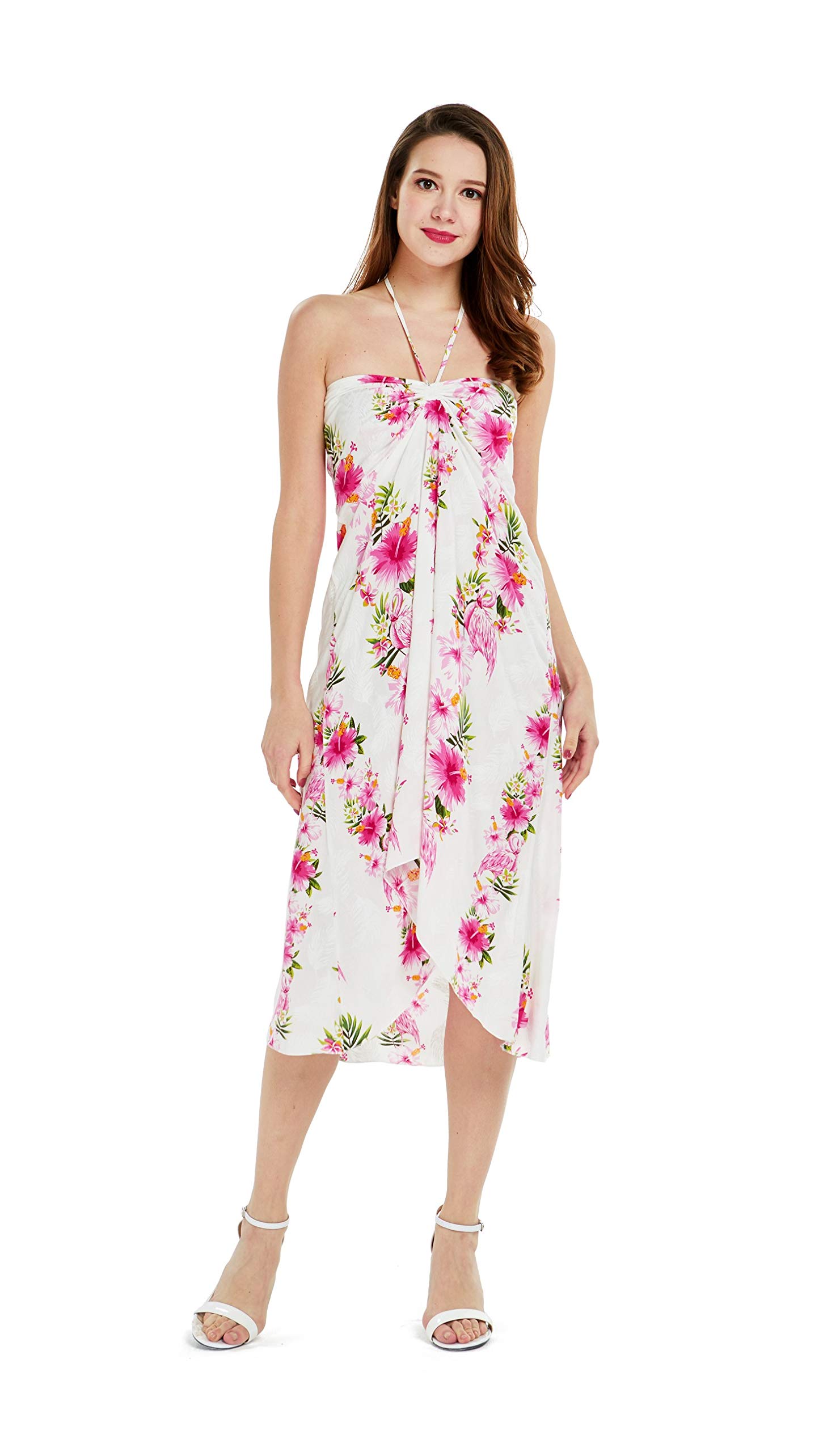 Women's Floral Print Halter Dress - Tropical Hawaiian Luau Party Outfit for Beach Vacation, Summer Party & Casual Wear