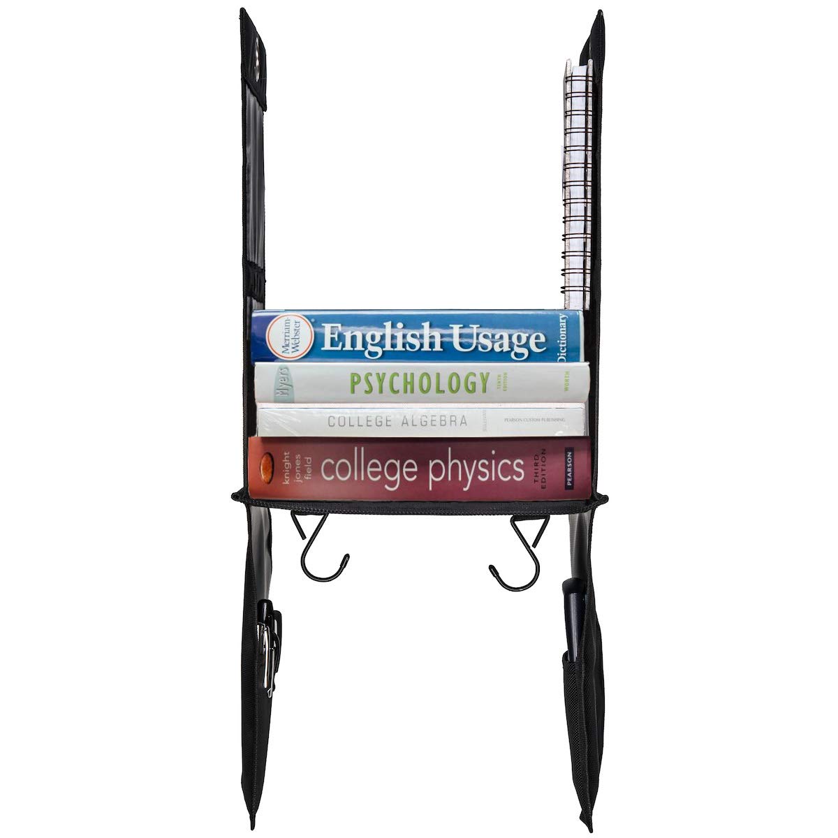 Oxel Hanging Locker Shelf Organizer with 2 Hooks & 4 Pockets - Space Saving Closet Storage for Shoes, Accessories & Small Items - Perfect for Dorm, Bedroom, Office or Gym Organization