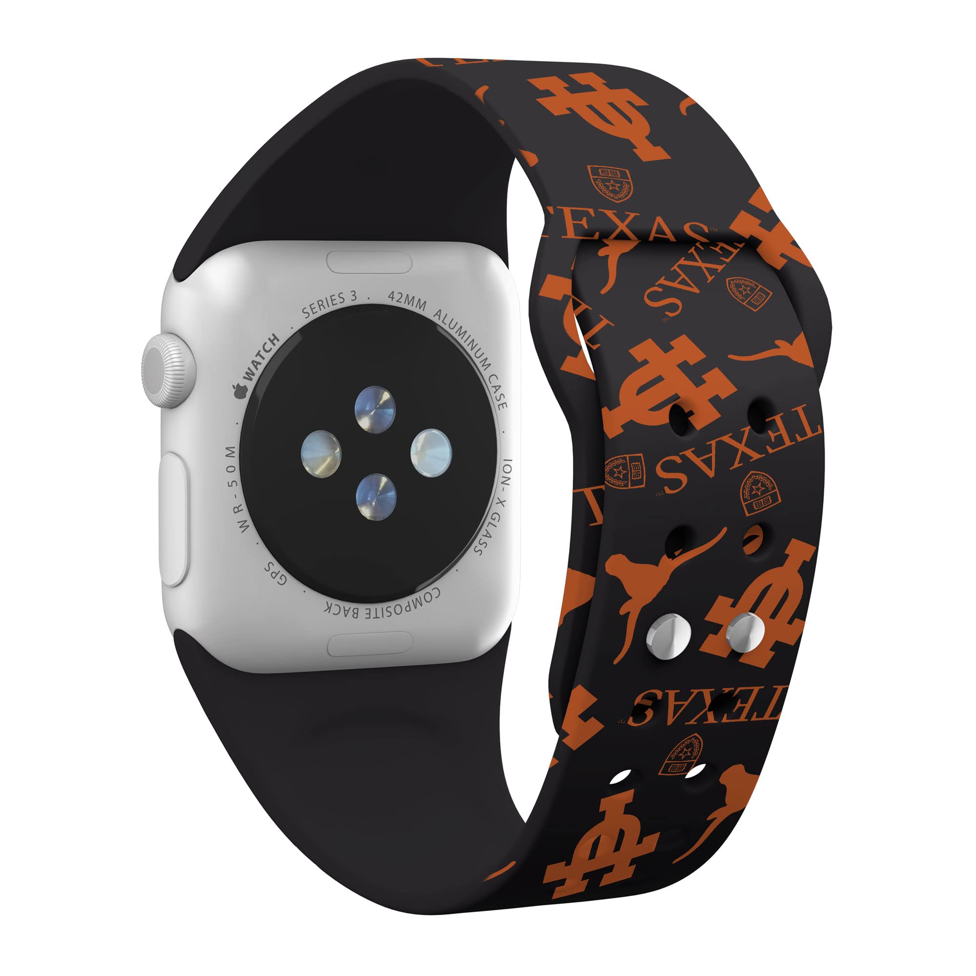 Texas Longhorns HD Watch Band for Apple Watch - Durable Silicone Strap, Compatible with All Apple Watch Models - Perfect for Sports, Workouts, and Everyday Wear