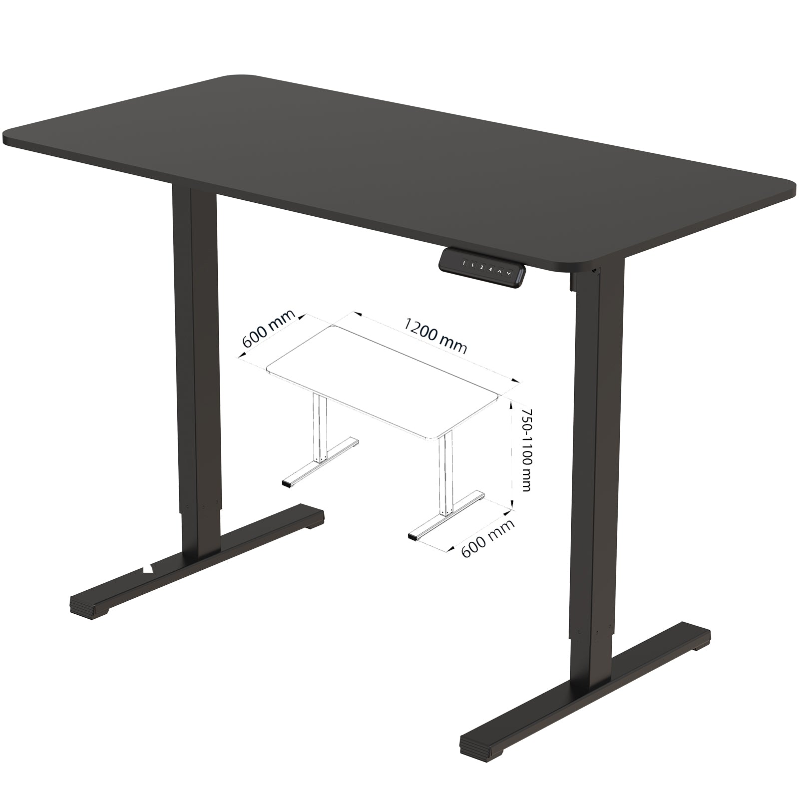 PanTech Adjustable Height Standing Desk - Single Motor Ergonomic Sit Stand Desk with 47