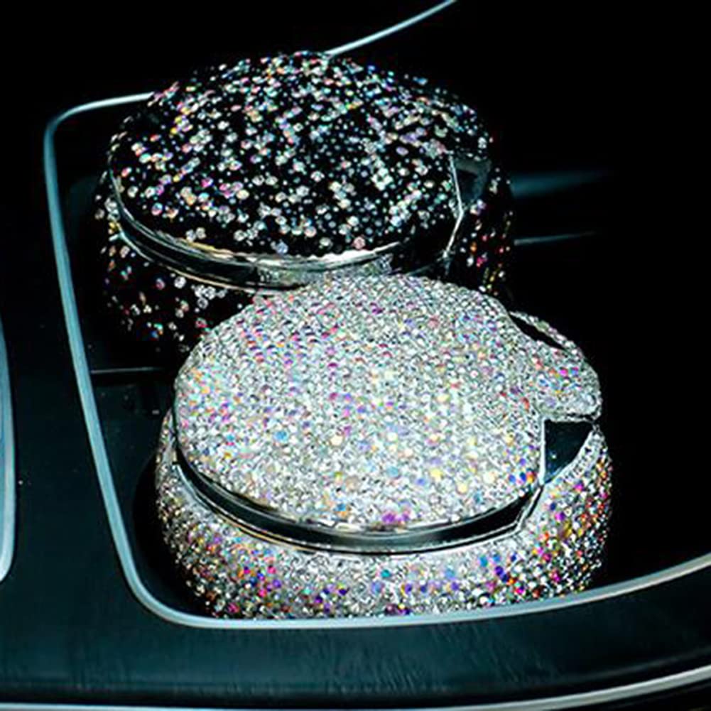 LED Diamond Car Ashtray with Multi-Function - Bling Bling Auto Accessory for Smoking, Home & Office Use - Stylish Crystal-Encrusted Design for Cars, Trucks & Vehicles