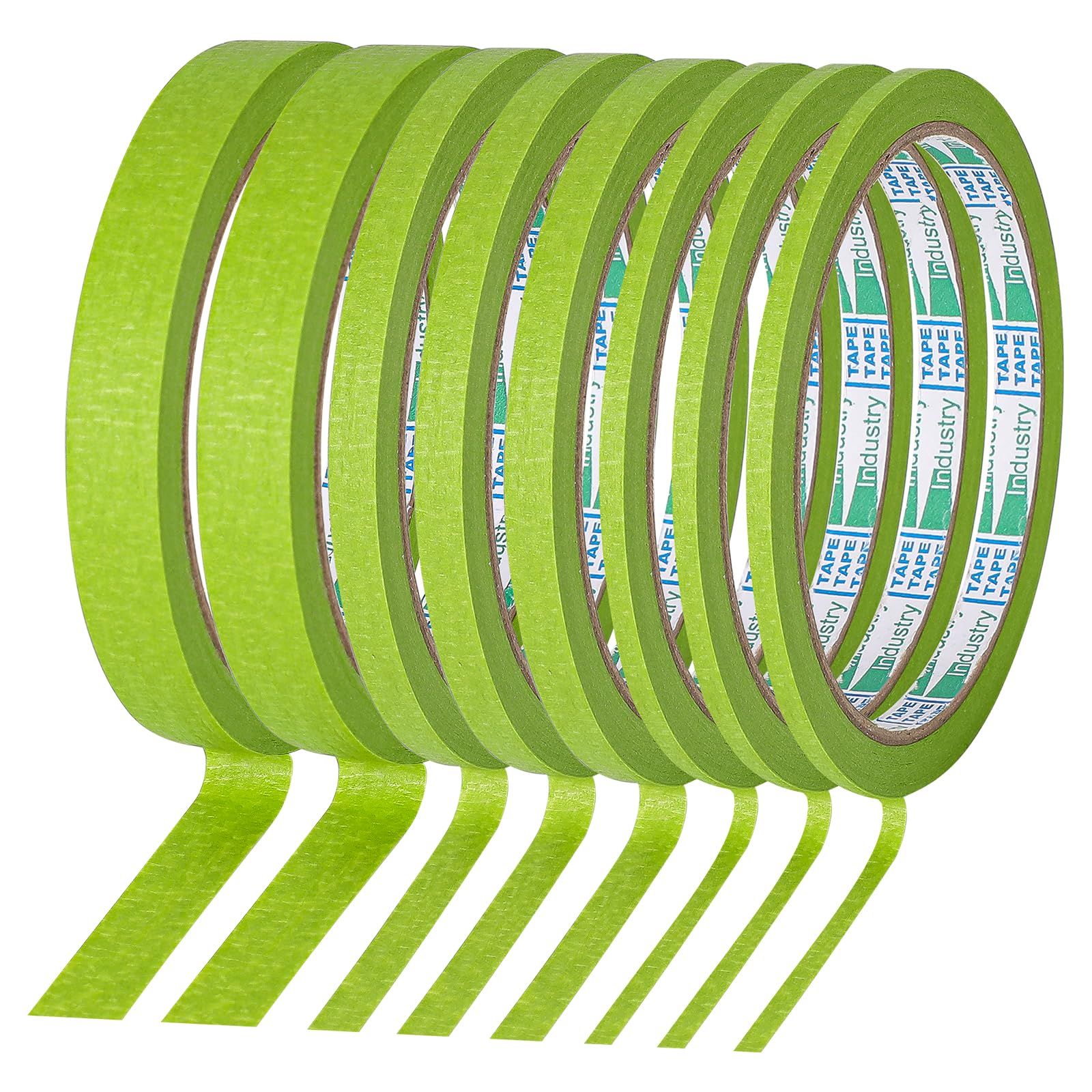 8 Rolls Pinstripe Tape Set - 1/8, 1/4, 1/2 Inch Thin Masking Tape for Painting, DIY & Auto Detailing | Green Painter's Tape for Walls, Boards & Automotive Projects | High Precision Adhesive Stripe Tape for Clean Lines & Professional Results