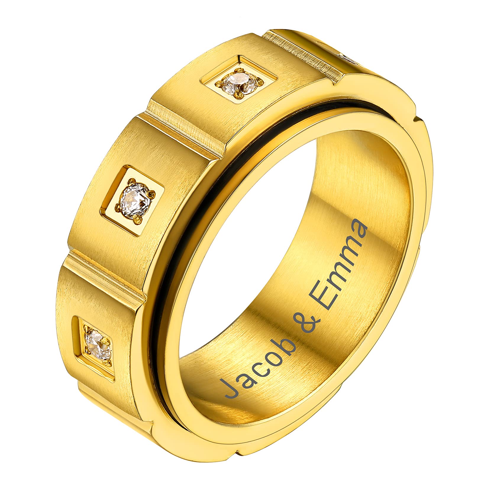 GOLDCHIC Spinner Ring for Men & Women - Anxiety Relief Fidget Ring with Sand Blast Finish, Celtic Design in Titanium Steel (Black/18k Gold Plated, 8mm) - Size 7-12 with Gift Box - Perfect for Stress Relief, Meditation & Focus at Work/School