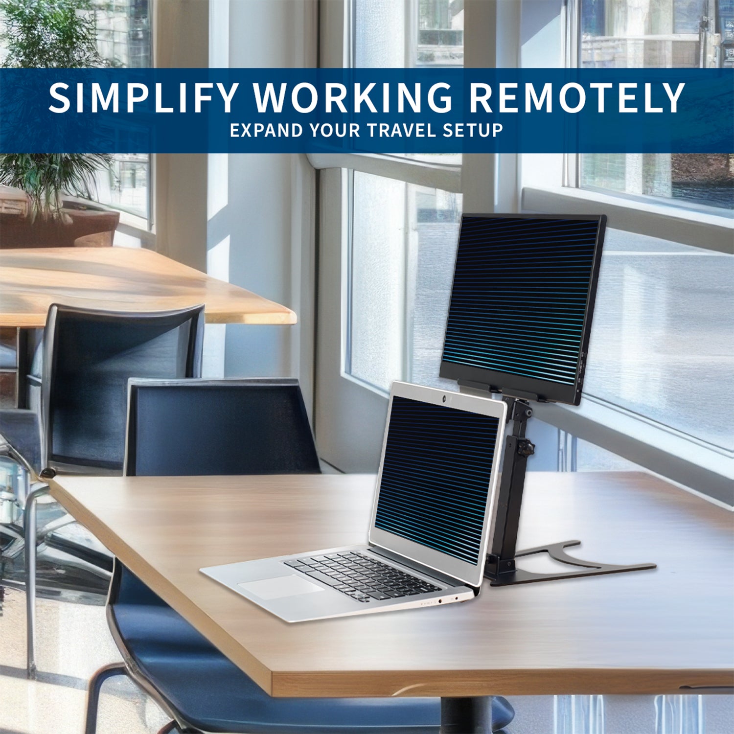 Portable Monitor Stand with Adjustable Height - Lightweight & Foldable Tablet Holder for Laptop, iPad, Phone - Perfect for Home Office, Travel & Bedside Use