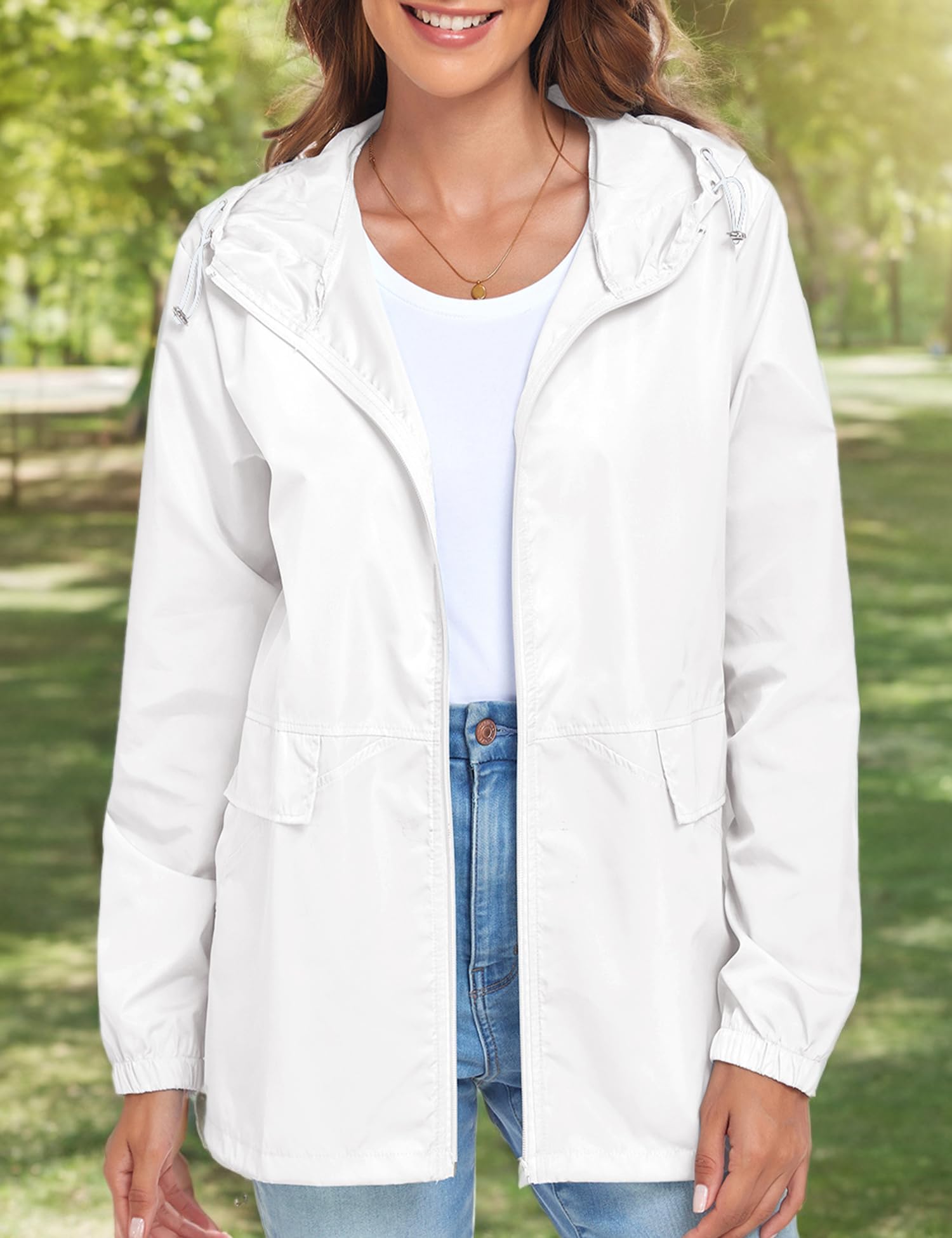 Lightweight Waterproof Raincoat for Women - Packable Windproof Hooded Jacket for Outdoor Activities (S-XXL) | Perfect for Hiking, Travel & Commuting