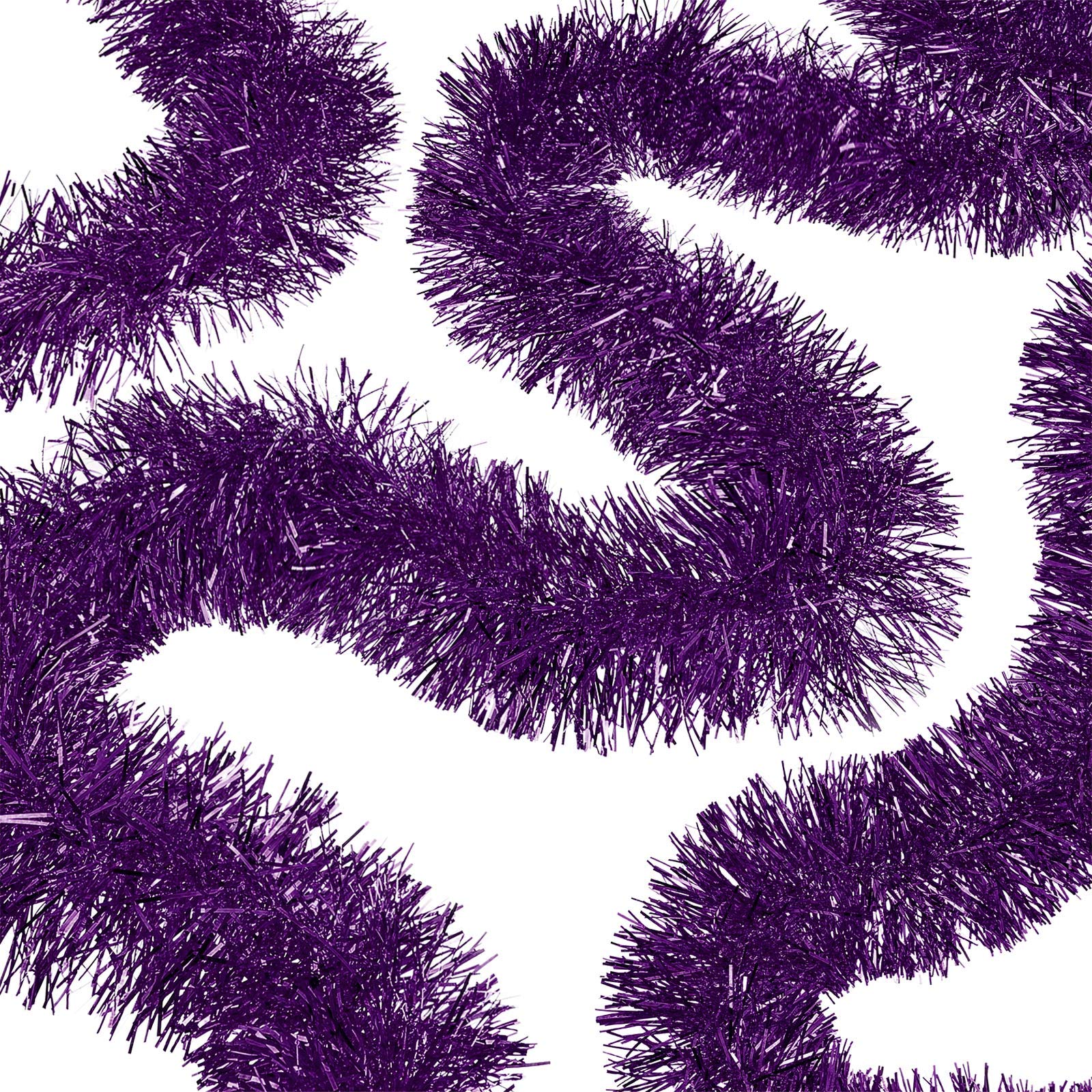 WILLBOND 50 ft Purple Metallic Christmas Tinsel Garland - 3 Inch Wide Twist Tinsel for Tree Decorations, Holiday Party Supplies, New Year Wedding & Birthday Decor | Perfect for Indoor/Outdoor Christmas Decor, Xmas Party Backdrops & Festive Home Styling