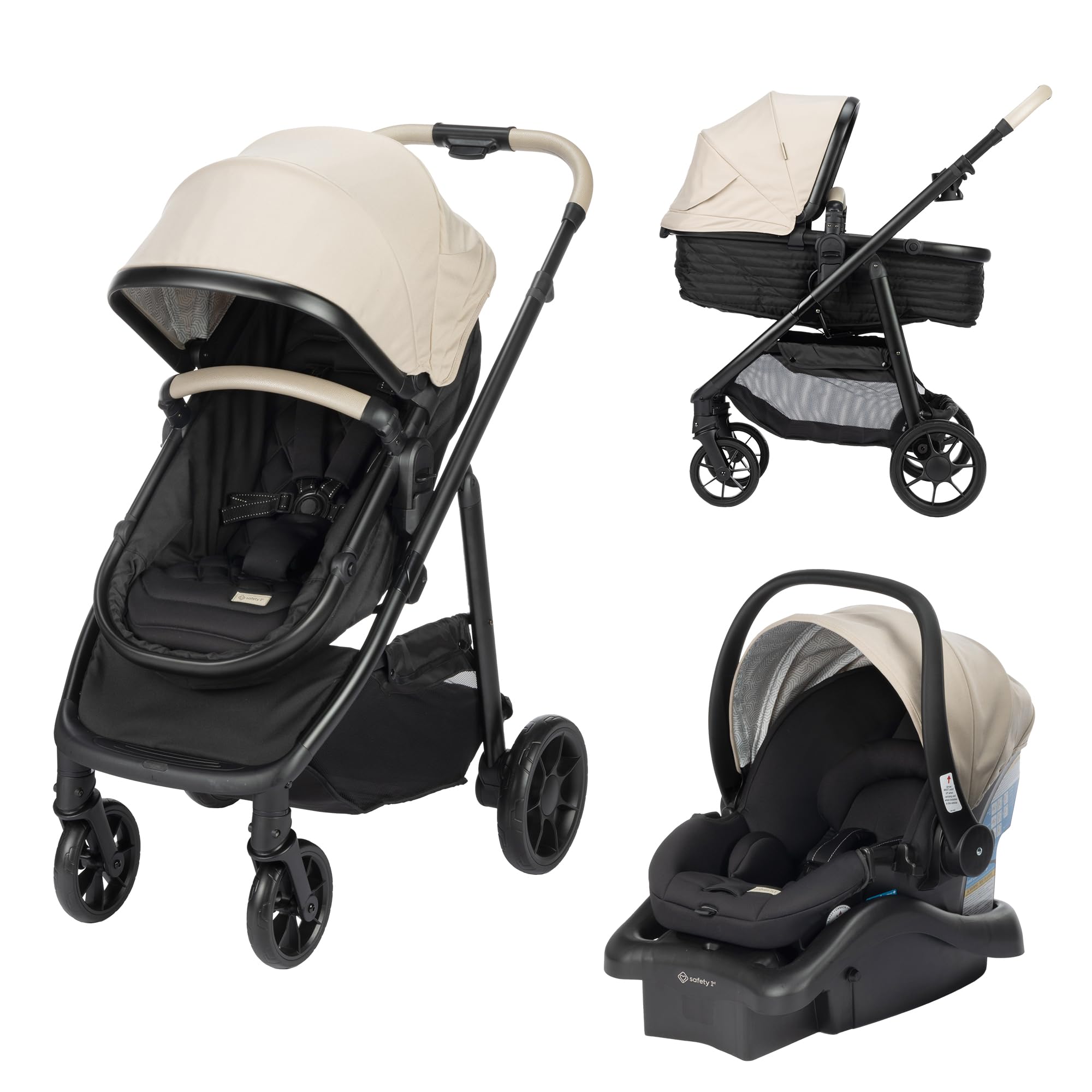 Safety 1st Raya Travel System - Lightweight Stroller & Infant Car Seat Combo in Santorini Design | Perfect for Newborns, Travel & Everyday Use