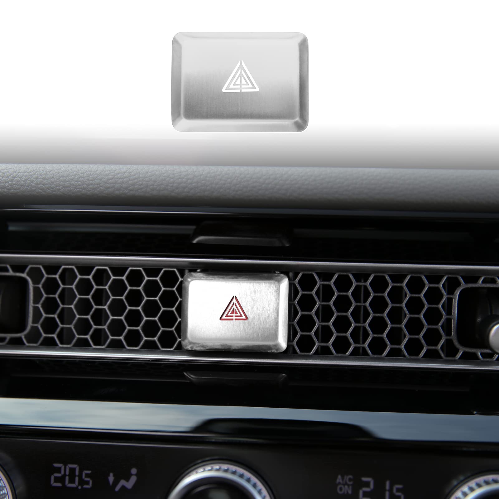 Honda Civic 2022-2025 & Accord CR-V HR-V 2023-2025 Car Accessories - Silver Center Console Air Vent Cover with Hazard Warning Light Push Button | Perfect for Interior Protection & Style Upgrade