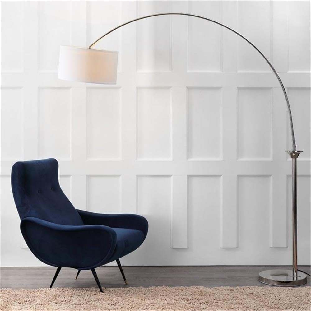 SAFAVIEH Mira Contemporary Modern Farmhouse 84-inch Arc Floor Lamp - Nickel Finish with Included LED Bulb for Living Room, Bedroom & Home Office Lighting | Perfect for Reading Nooks and Cozy Corners