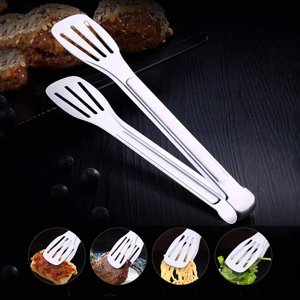 Premium Stainless Steel Kitchen Tongs - Heat-Resistant Food Tongs for Cooking, Baking, BBQ & Buffet Serving - Ideal for Pastry, Bread, Salad & Grilling (Set of 2) - Perfect for Restaurants, Catering & Home Kitchens