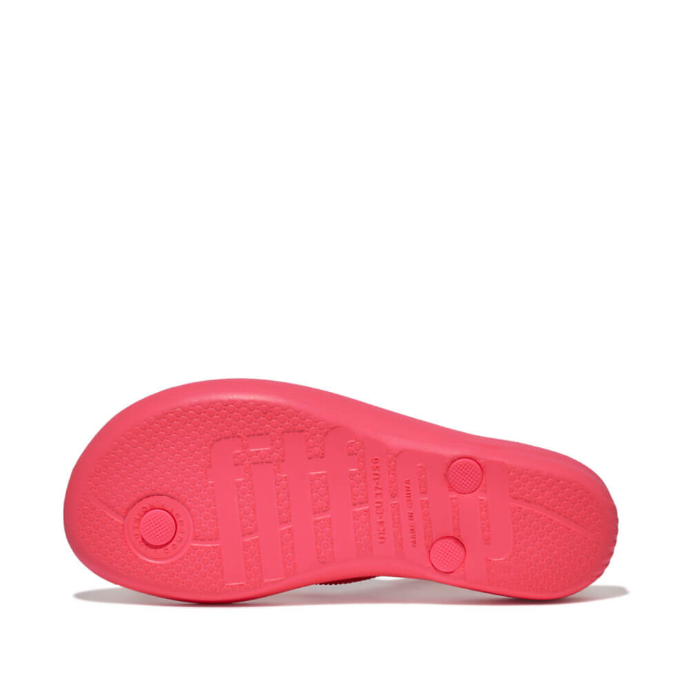 FitFlop Iqushion Sparkle Flip Flops Sandals for Women - Comfortable & Stylish Pop Pink Summer Beach Shoes | Perfect for Poolside, Vacation & Casual Wear