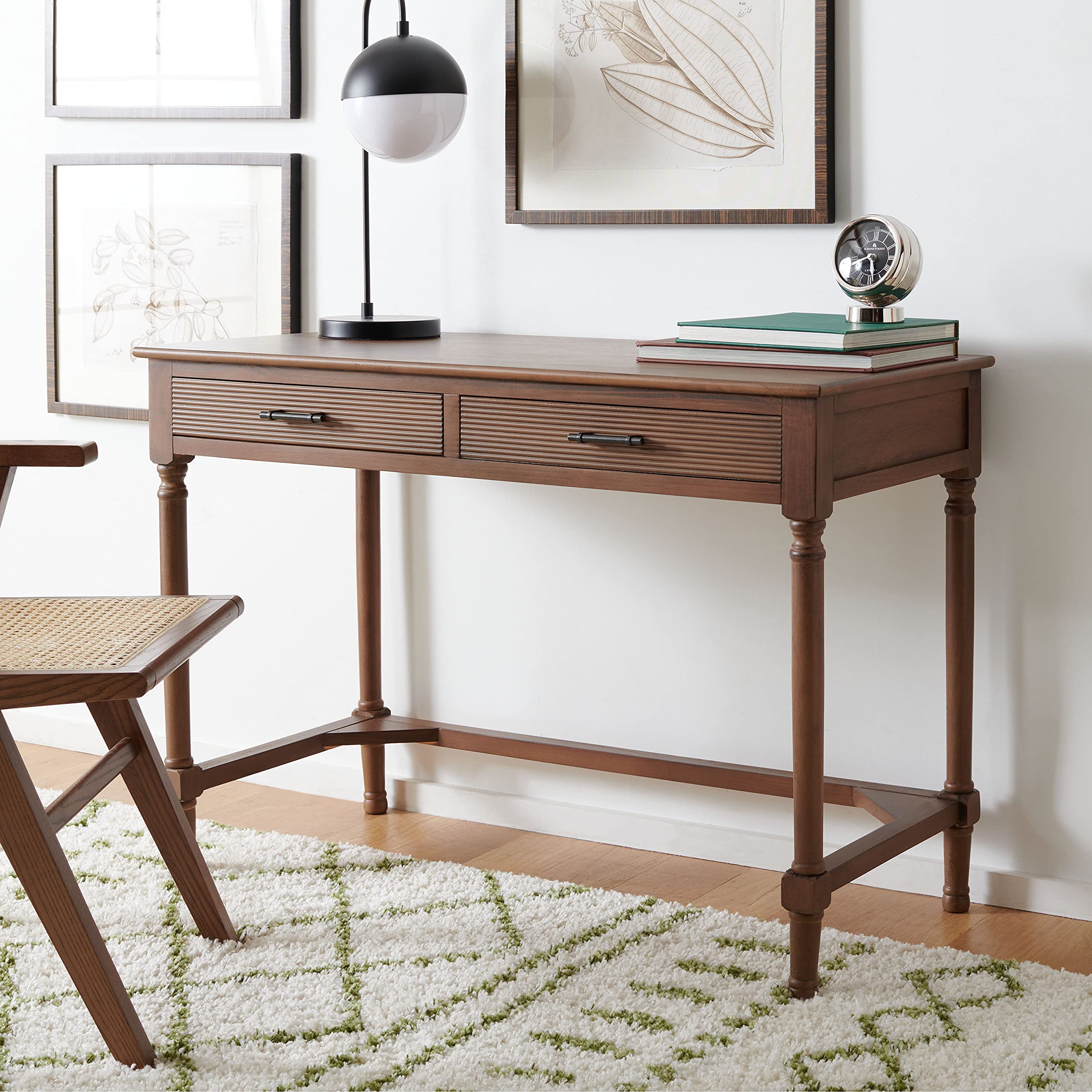 SAFAVIEH Home Collection Layce Brown 2-Drawer Computer Desk - Modern Office Desk with Storage for Home & Workspace - Perfect for Small Spaces, Remote Work & Study