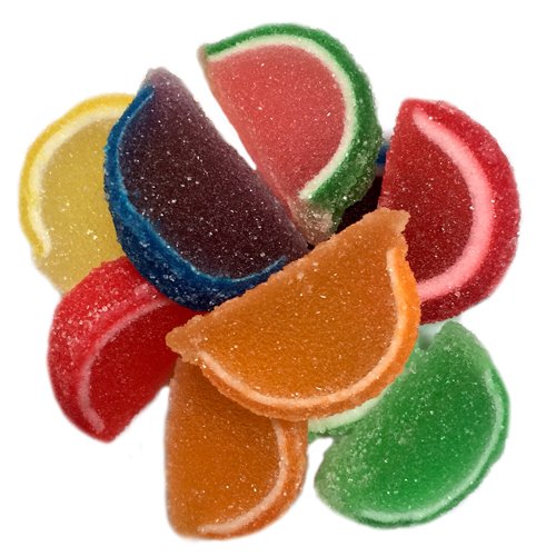 OliveNation Mini Fruit Jelly Slices - Assorted Colors & Flavors, 25lb Bulk Pack | Fun Edible Candy Decorations for Cakes, Cupcakes & Desserts | Perfect for Party Favors, Snacks & Baking Supplies