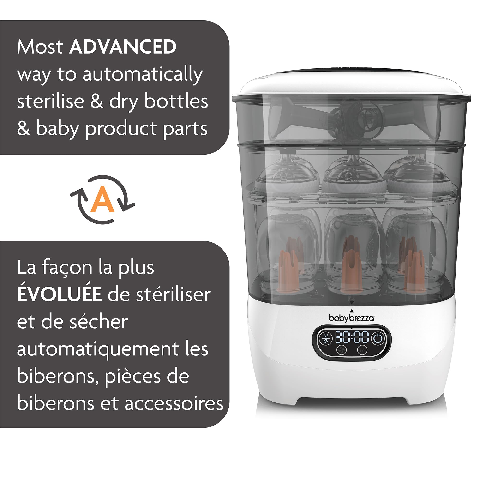 Baby Brezza Advanced Electric Steam Sterilizer and Dryer Machine - Universal Bottle Sterilizer for Plastic, Glass, Pacifiers & Baby Accessories - Perfect for Daycare, Travel & Home Nursery Use