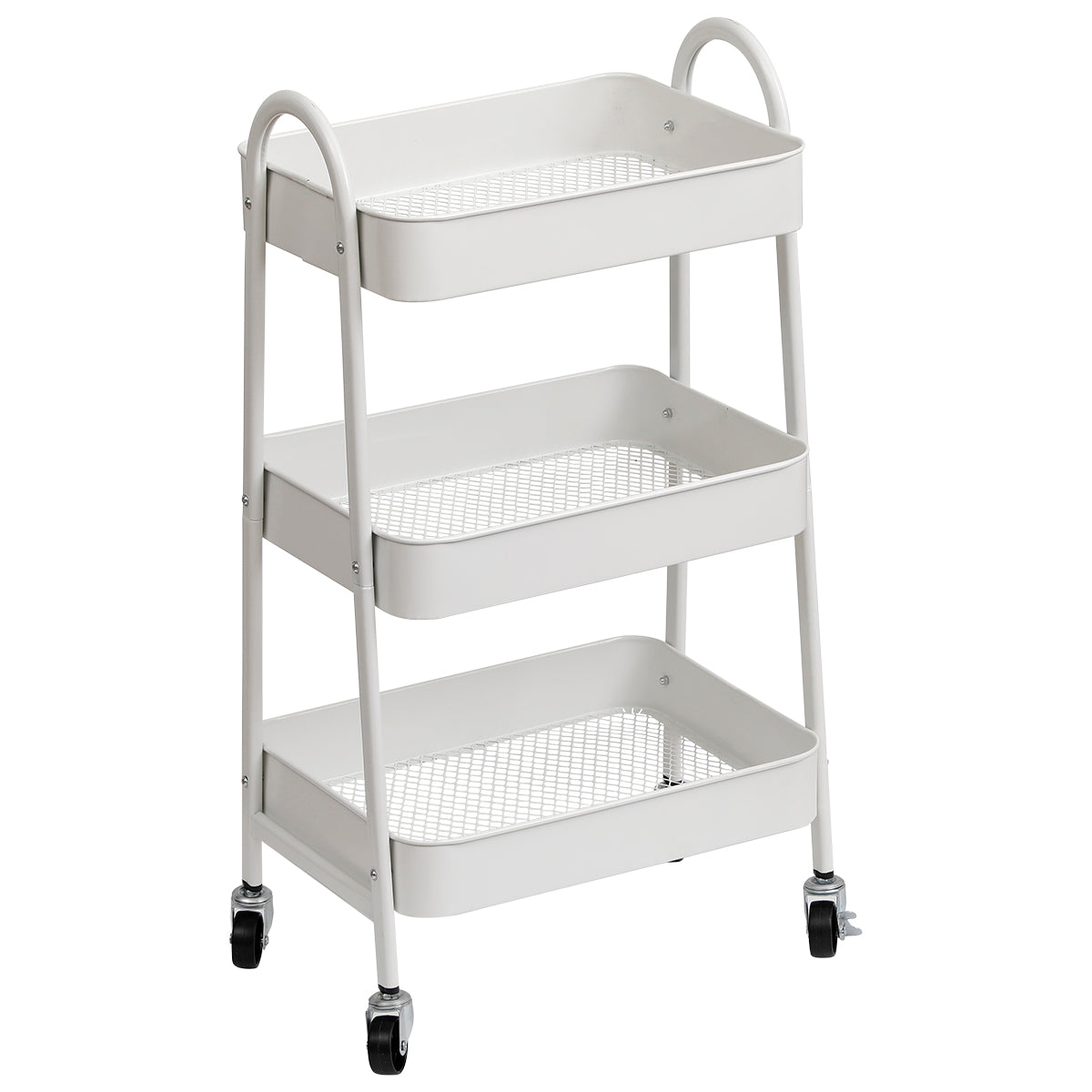Stainless Steel Utility Cart with Wheels - 3-Tier Rolling Metal Trolley in Multiple Colors for Kitchen, Office, or Garage Storage Organization