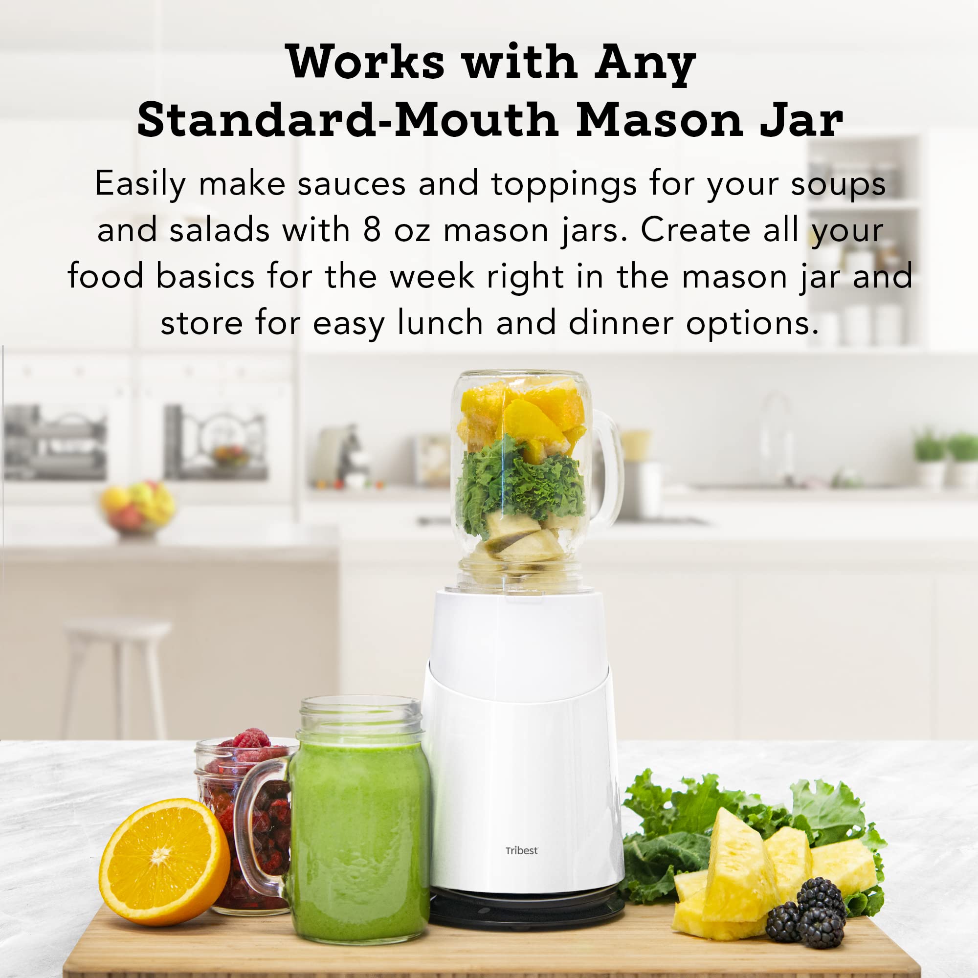 Tribest PB-410WH-A Personal Blender II - 400W Portable Smoothie Blender with 20oz BPA-Free Travel Cups - Perfect for Protein Shakes, Fruit Smoothies & Meal Prep at Home, Gym or Office