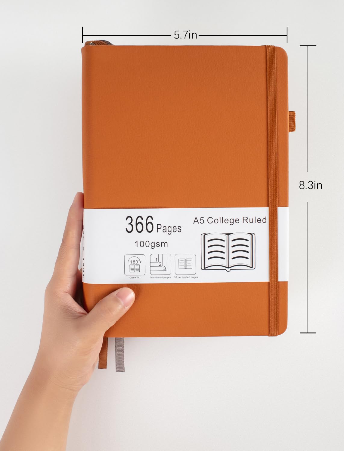 Premium A5 College Ruled Notebook - 366 Numbered Pages, 100GSM Thick Lined Paper, Hardcover Leather Journal for Writing | Perfect for School Note Taking, Office Work, Creative Journaling & Daily Planning | 5.7