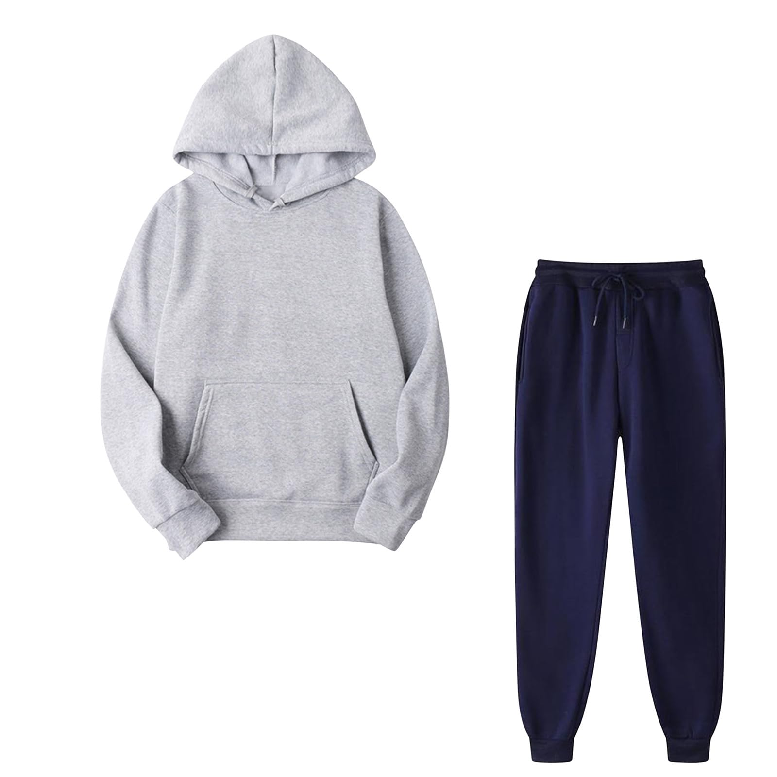 Unisex Casual Long Sleeve Hoodie & Sweatpants Set - Loose Fit 2-Piece Outfit for Fall/Winter 2023 | Cozy Lounge Wear, Street Style Fashion, Gym Essentials
