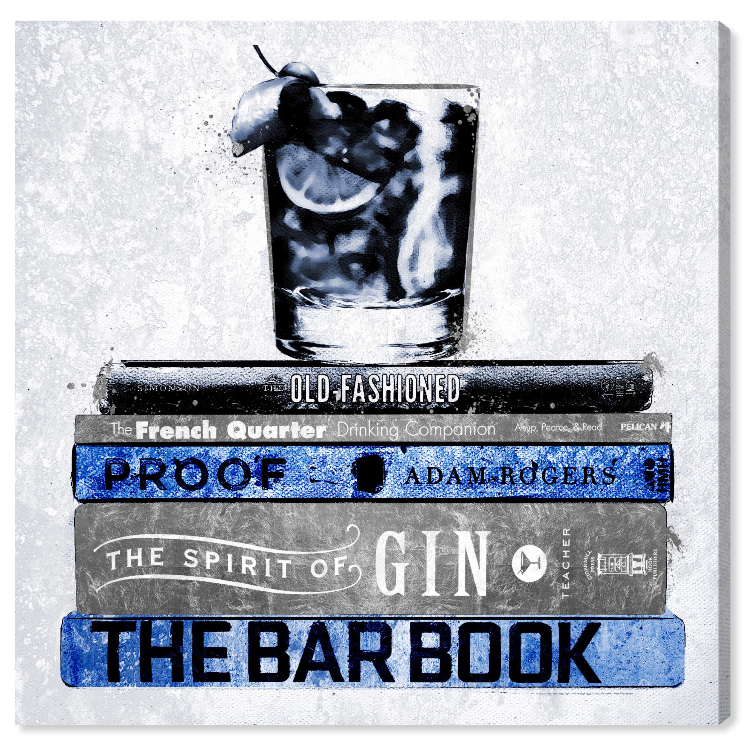 Luxe Bar Books Indigo Wall Art Canvas Print - 30