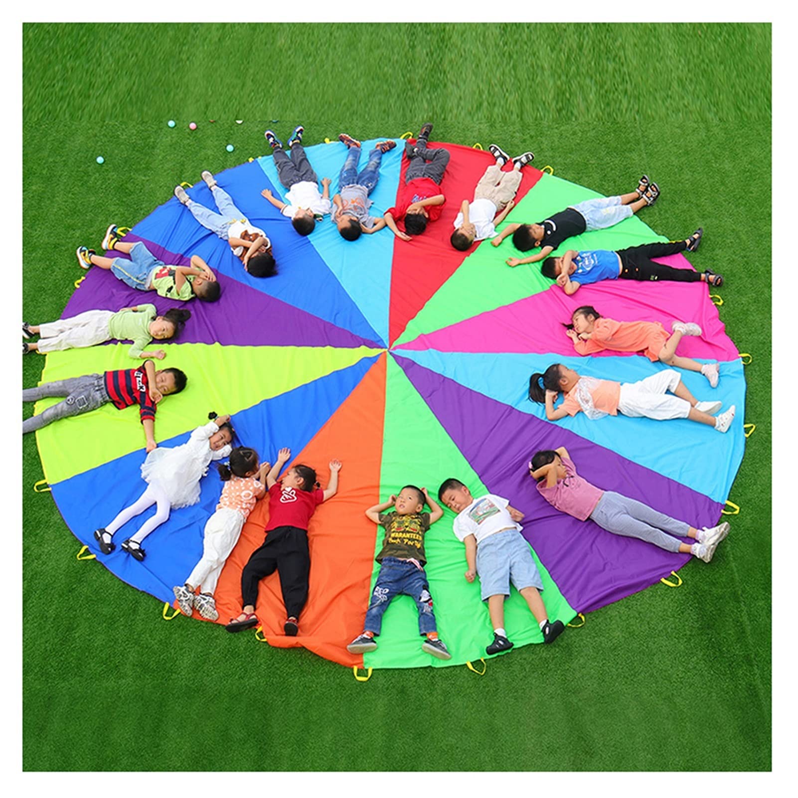 **6m Play Parachute for Kids & Adults - Outdoor Lawn Games, Team Building Activities, School & Company Events - Multiplayer Fun for Garden, Park & Backyard**