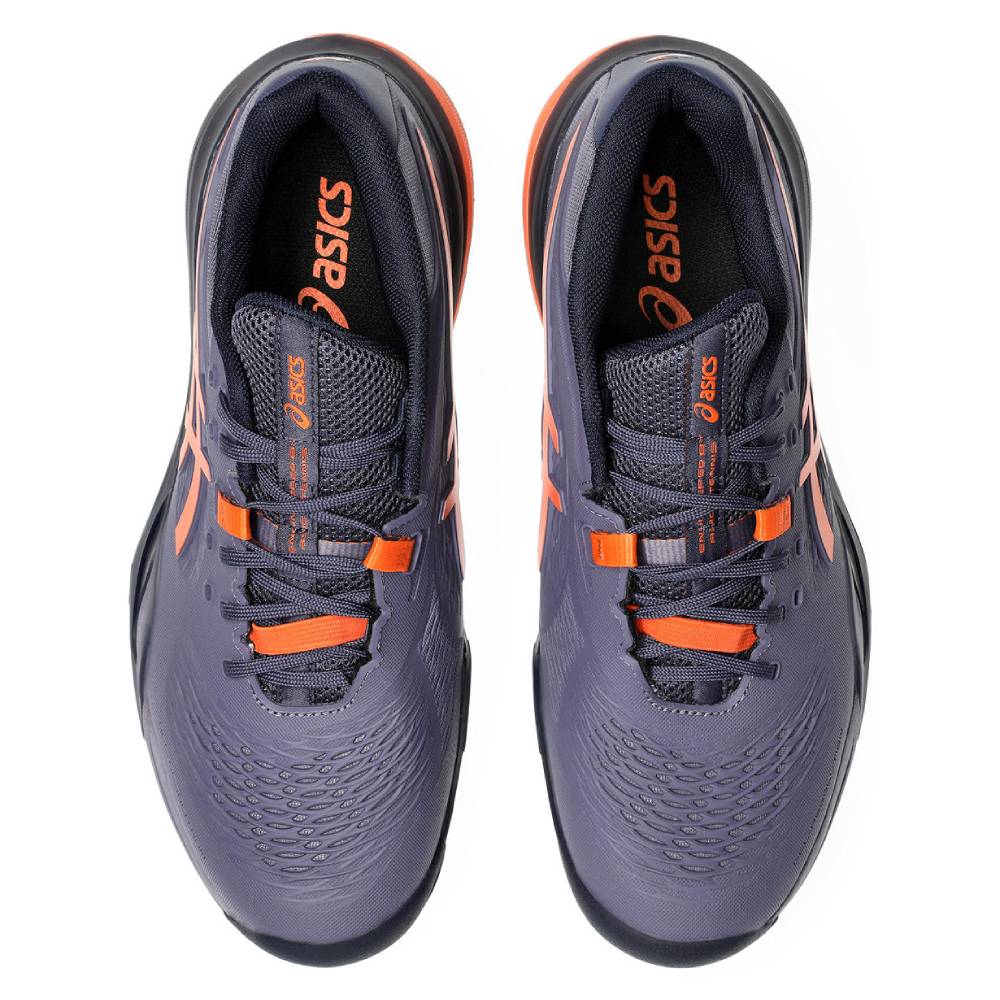 ASICS Gel Resolution X Wide Men's Tennis Shoes - Grey Purple/Nova Orange - High-Performance Court Shoes for Competitive Play & Training