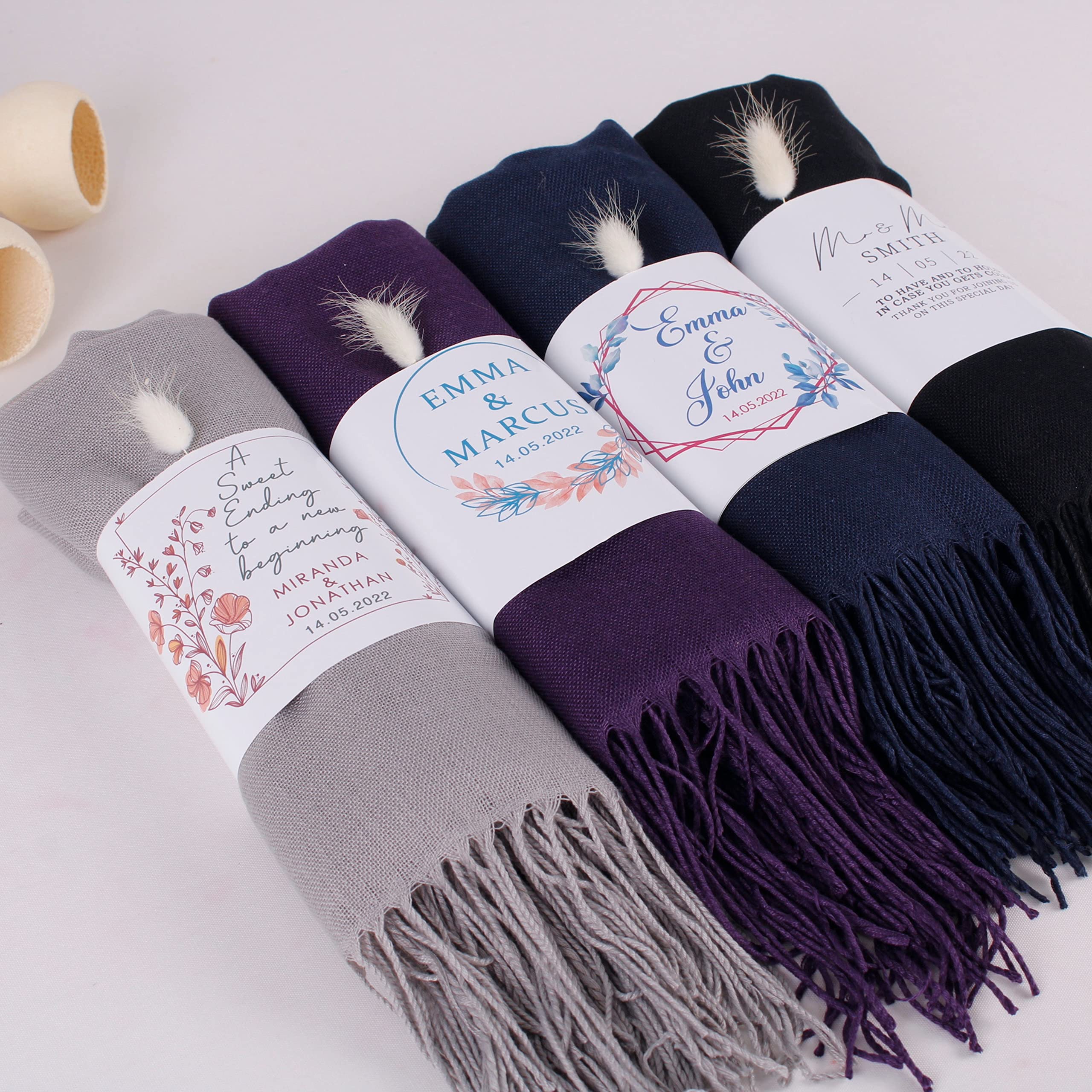 Personalized Wedding Pashmina Shawls & Wraps - Elegant Evening Dress Accessories for Brides, Bridesmaids & Guests | Perfect for Weddings, Bridal Showers, Engagements, Quinceañeras & Sweet 16 Parties | Luxurious Gift for Women & Girls