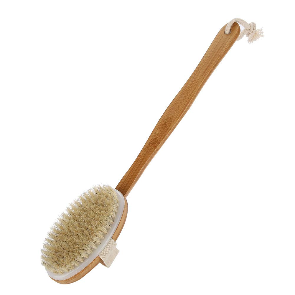 Exfoliating Body Brush for Dry Brushing & Shower - Long Handle Bath Brush with Soft Bristles for Skin Care, Dead Skin Removal & Detox - Improves Skin Health & Beauty - Perfect for Back Scrubbing & Lymphatic Massage
