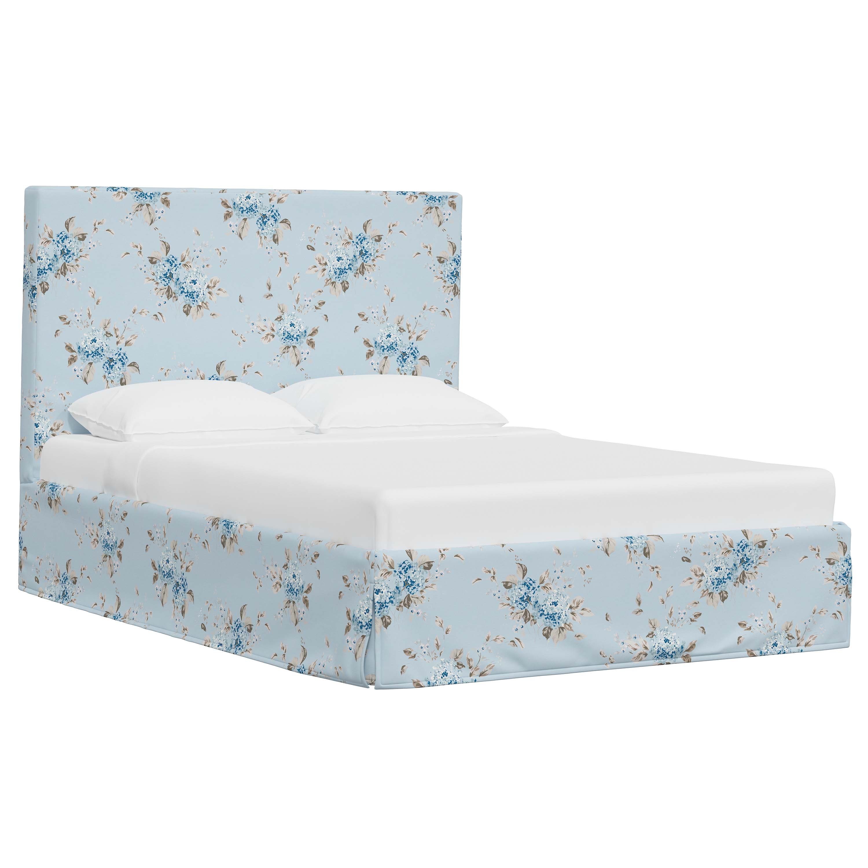 Violet Slipcovered Bed - Soft Washable Fabric Upholstered Queen Size Bed Frame with Headboard - Perfect for Modern Bedrooms, Guest Rooms & Cozy Home Decor