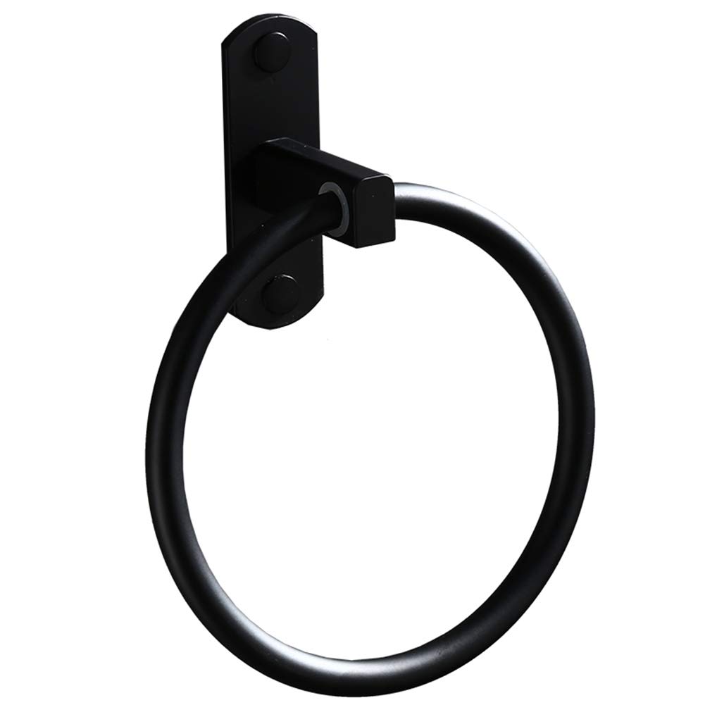 Hovico No-Drill Towel Rings - Rust-Resistant Bathroom & Kitchen Towel Hangers - Easy Installation Wall Mounted Towel Holder for Bath, Shower, Spa - Matte Black Finish