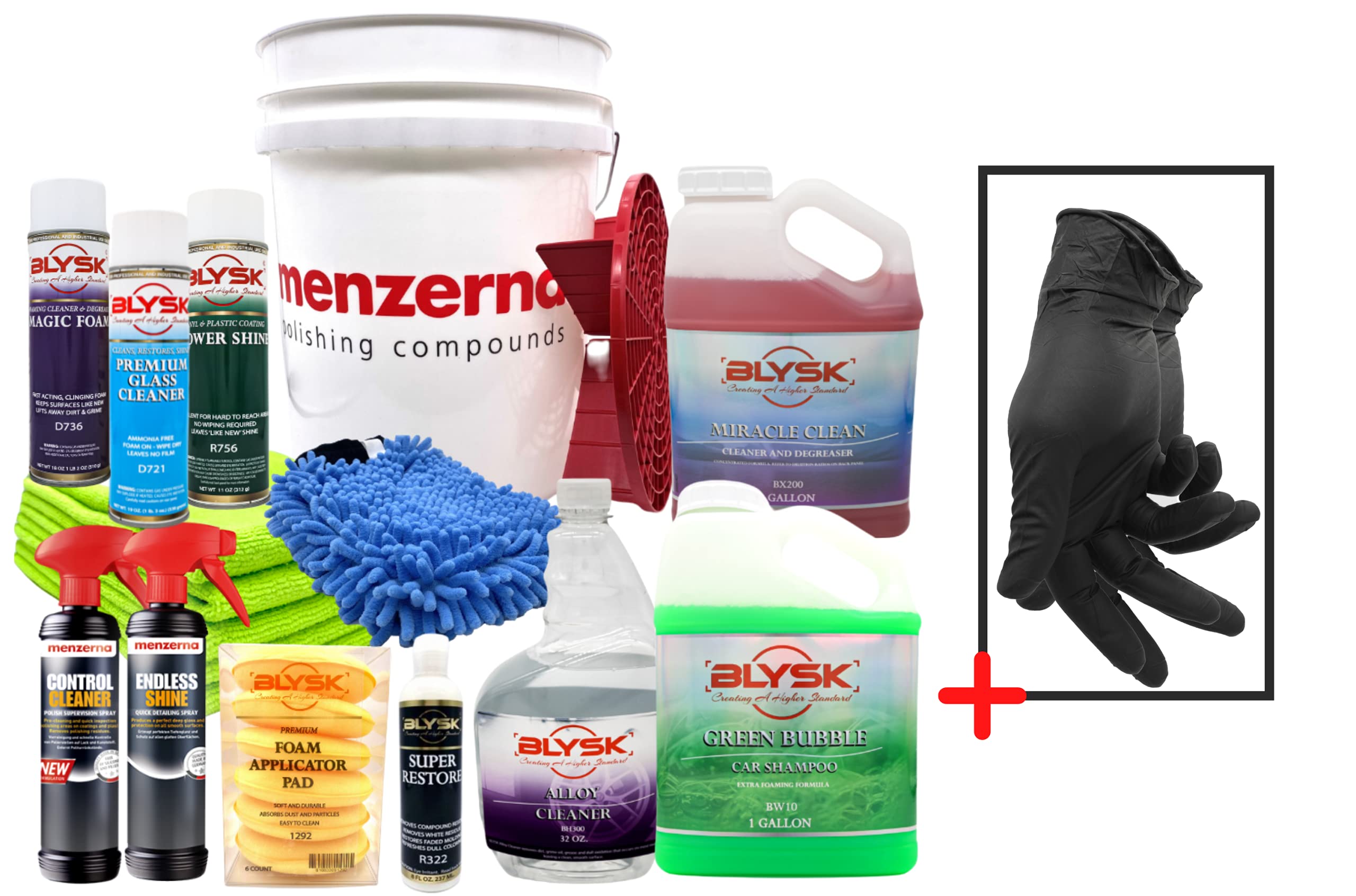 Blysk Ultimate Car Wash Cleaning Kit with Dirt Trap Bucket – Essential Detailing Supplies for Car Care, Trim, Plastic, Wheel & Glass Maintenance – Perfect for Home Car Washing & Professional Detailing