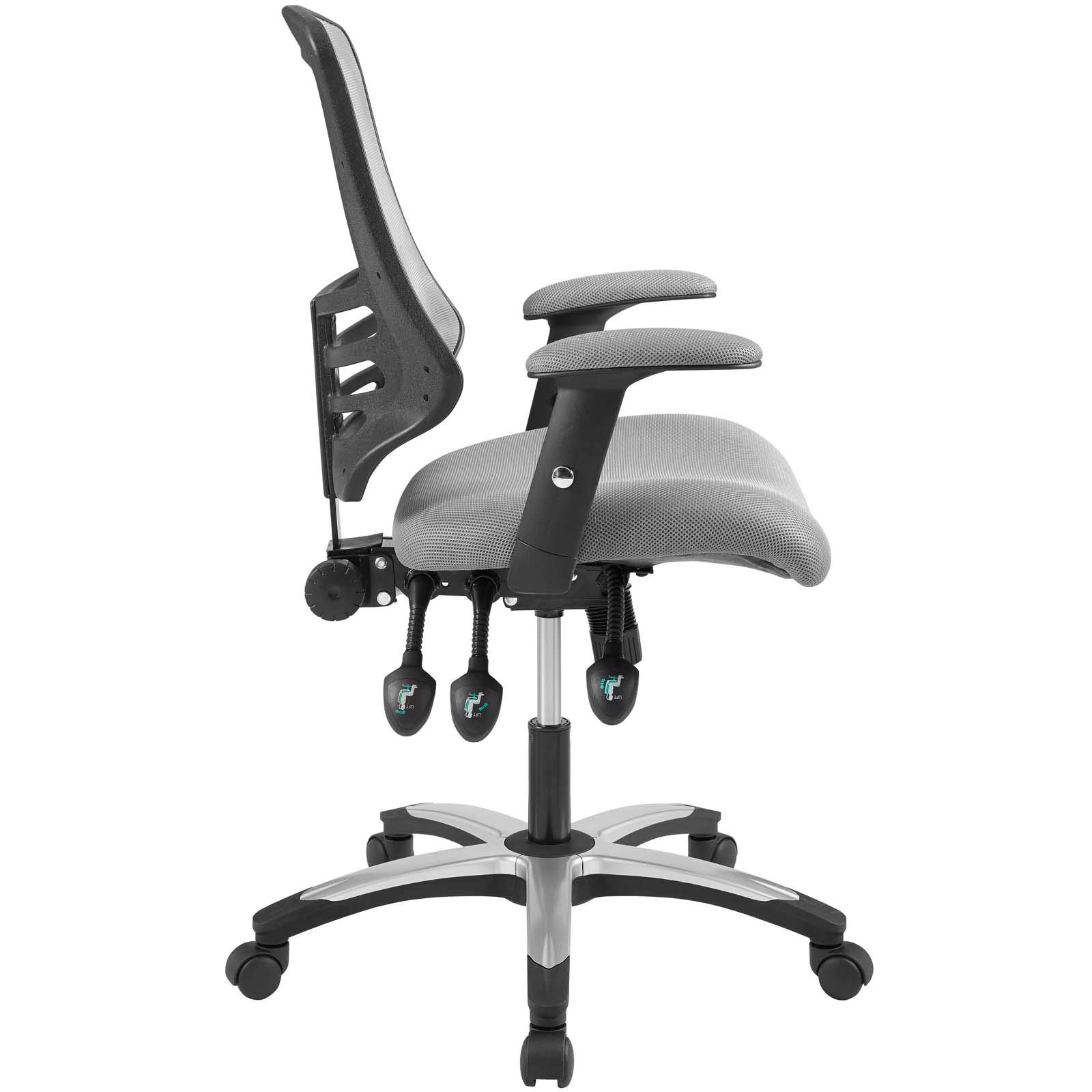 Modway Calibrate Ergonomic Mesh Office Chair with Adjustable Height & Lumbar Support - Gray Computer Desk Chair for Home & Office Workspaces