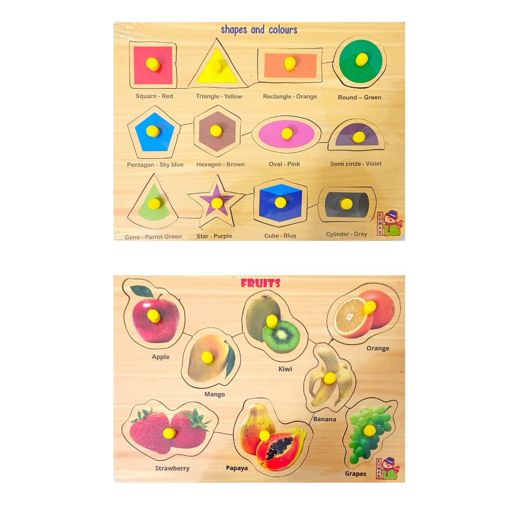 5-Piece Wooden Learning Puzzle Set for Kids & Adults – Shapes, Fruits, Numbers 1-20, Alphabet ABC, Birds – Educational Wooden Toys for Toddlers 3+ and Family Game Night | Perfect for Preschool Learning, Montessori Activities & Cognitive Development