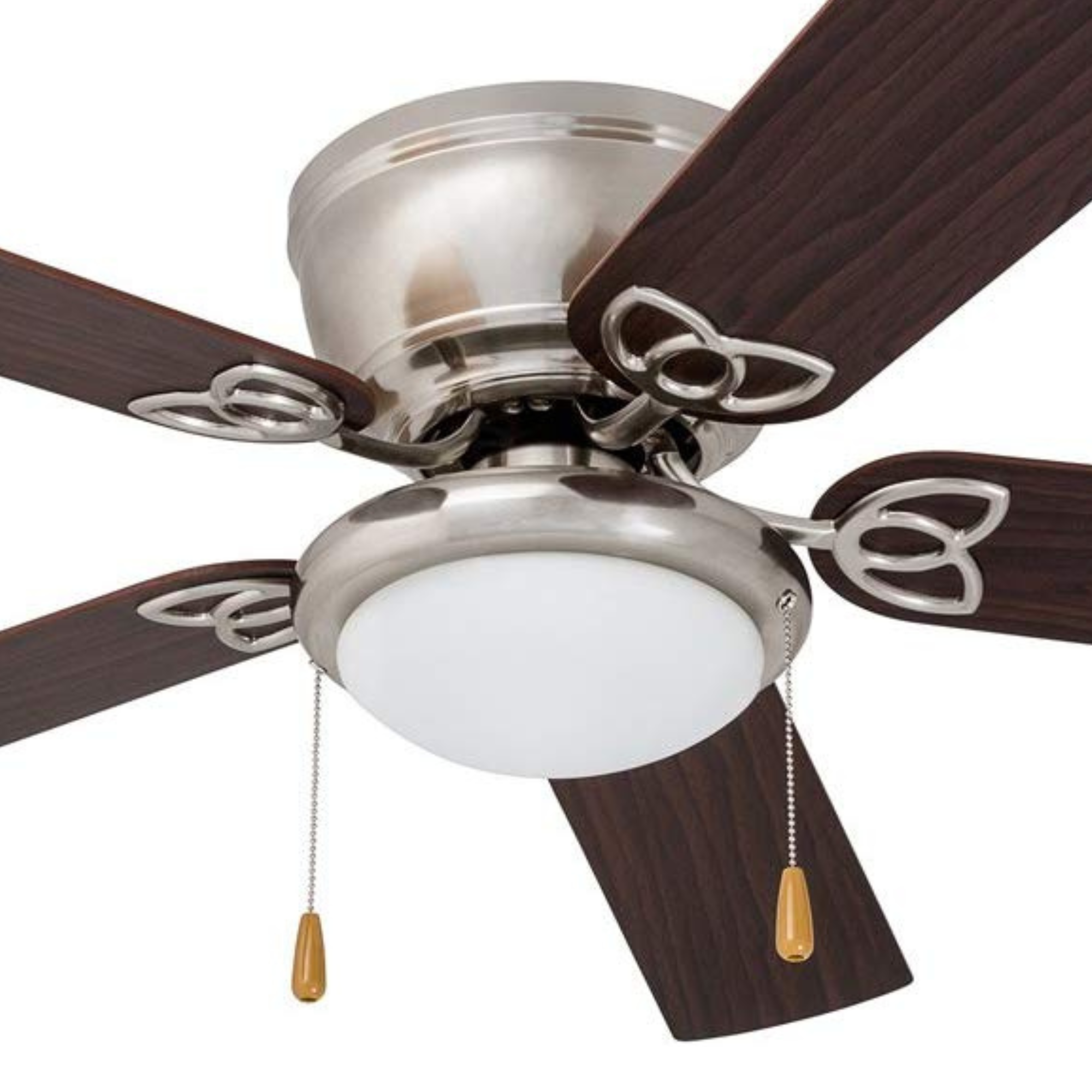 52 Inch Benton Brushed Nickel Ceiling Fan with Pull Chain - Perfect for Living Room, Bedroom, and Outdoor Patio Cooling