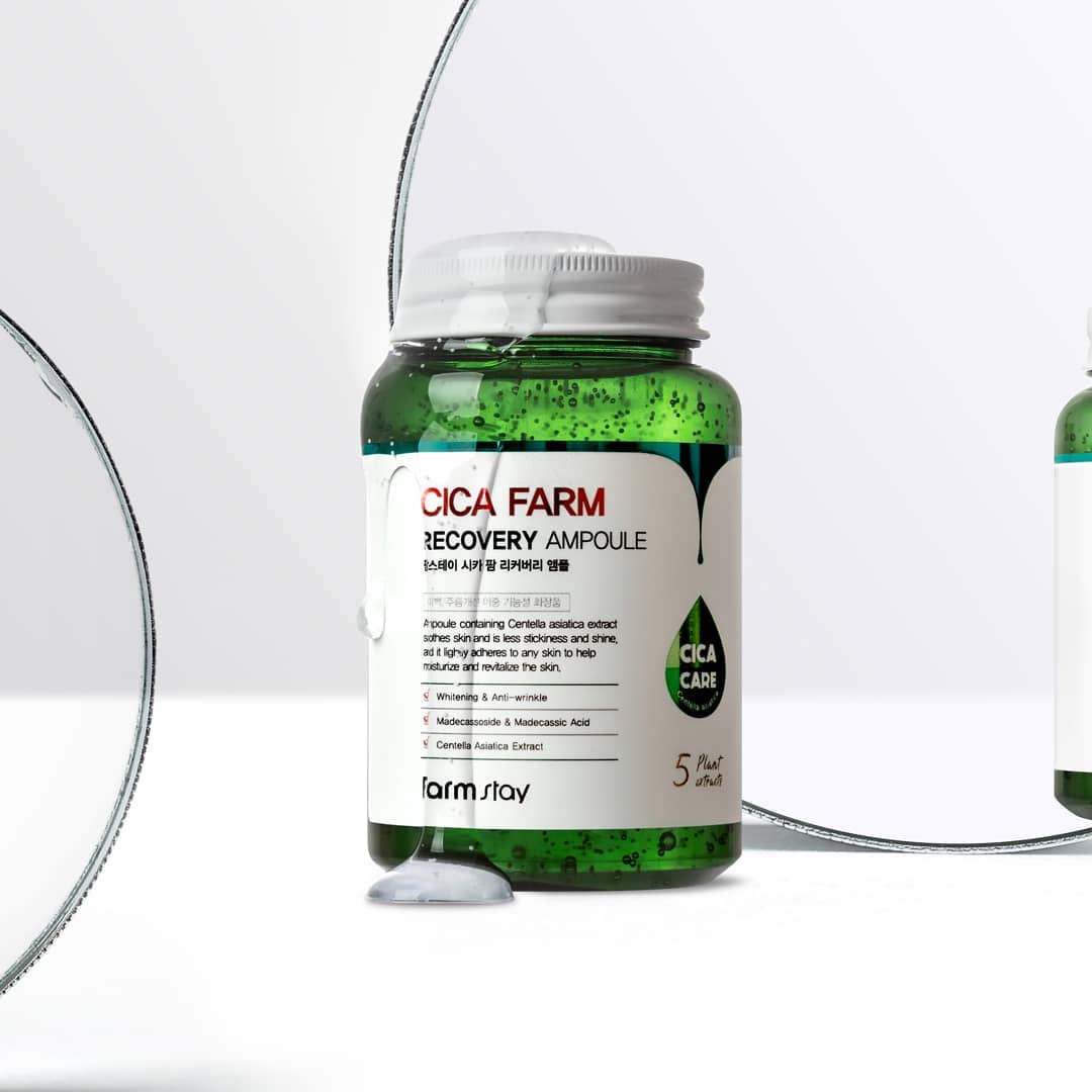Farmstay Cica Farm Recovery Ampoule 250ml - Soothing & Hydrating Facial Serum for Sensitive Skin | Redness Relief & Skin Barrier Repair | Perfect for Post-Treatment Care & Daily Skincare Routine
