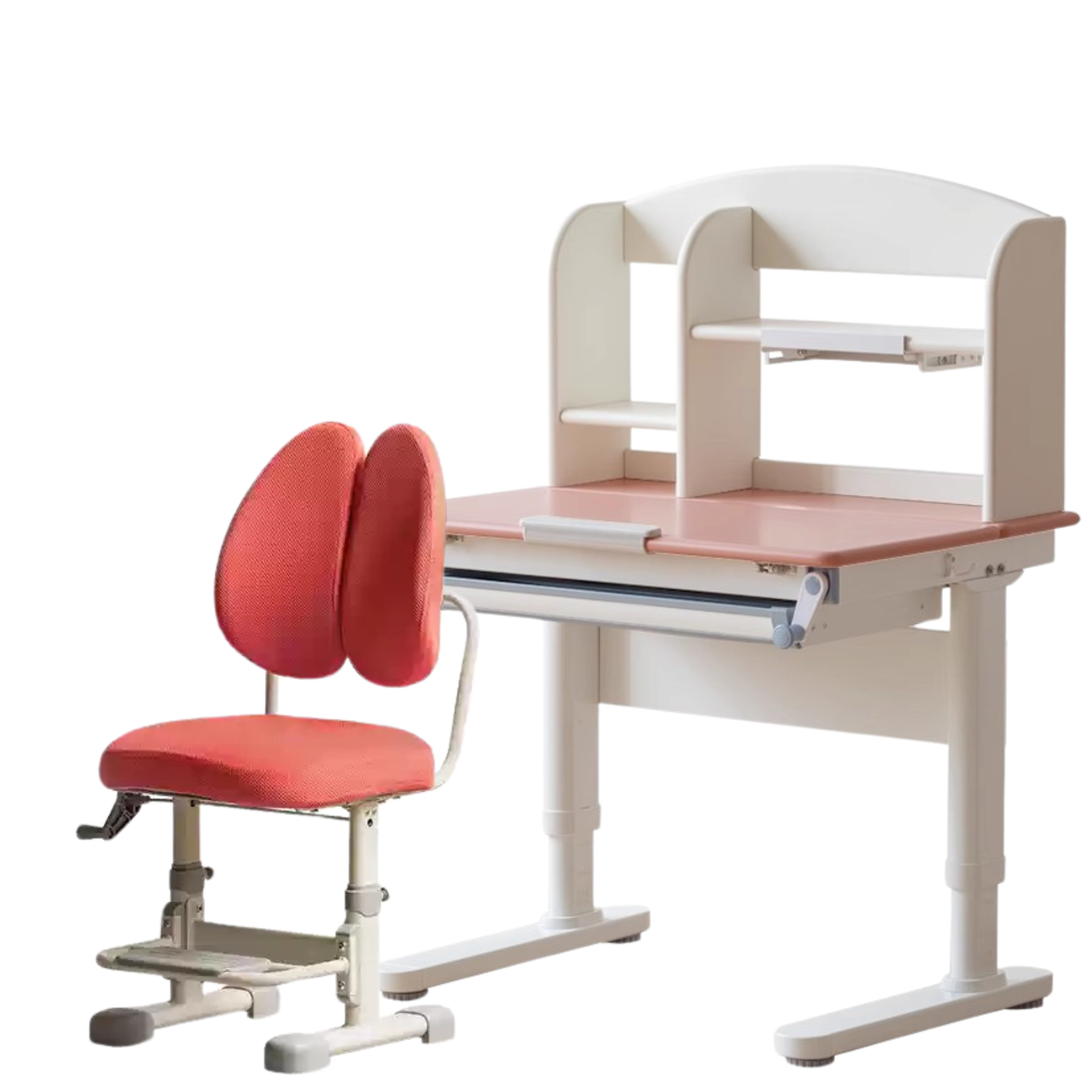 Solid Wood Poplar Kids Study Desk - Adjustable Height Children's Writing Table for Homework & Drawing - Perfect for Bedroom, Homeschool & Classroom Learning