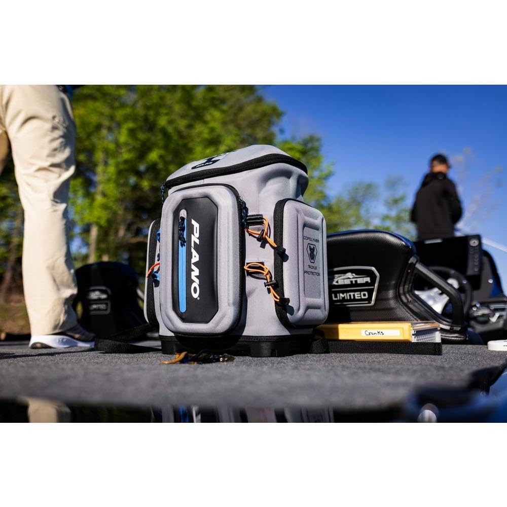 Plano Atlas 3700 Tackle Fishing Backpack - Gray EVA Material with 3 StowAway 3750 Utility Boxes for Worms, Lures & Baits - Waterproof & Non-Skid Base - Perfect for Freshwater & Saltwater Fishing, Kayak Fishing & Outdoor Adventures