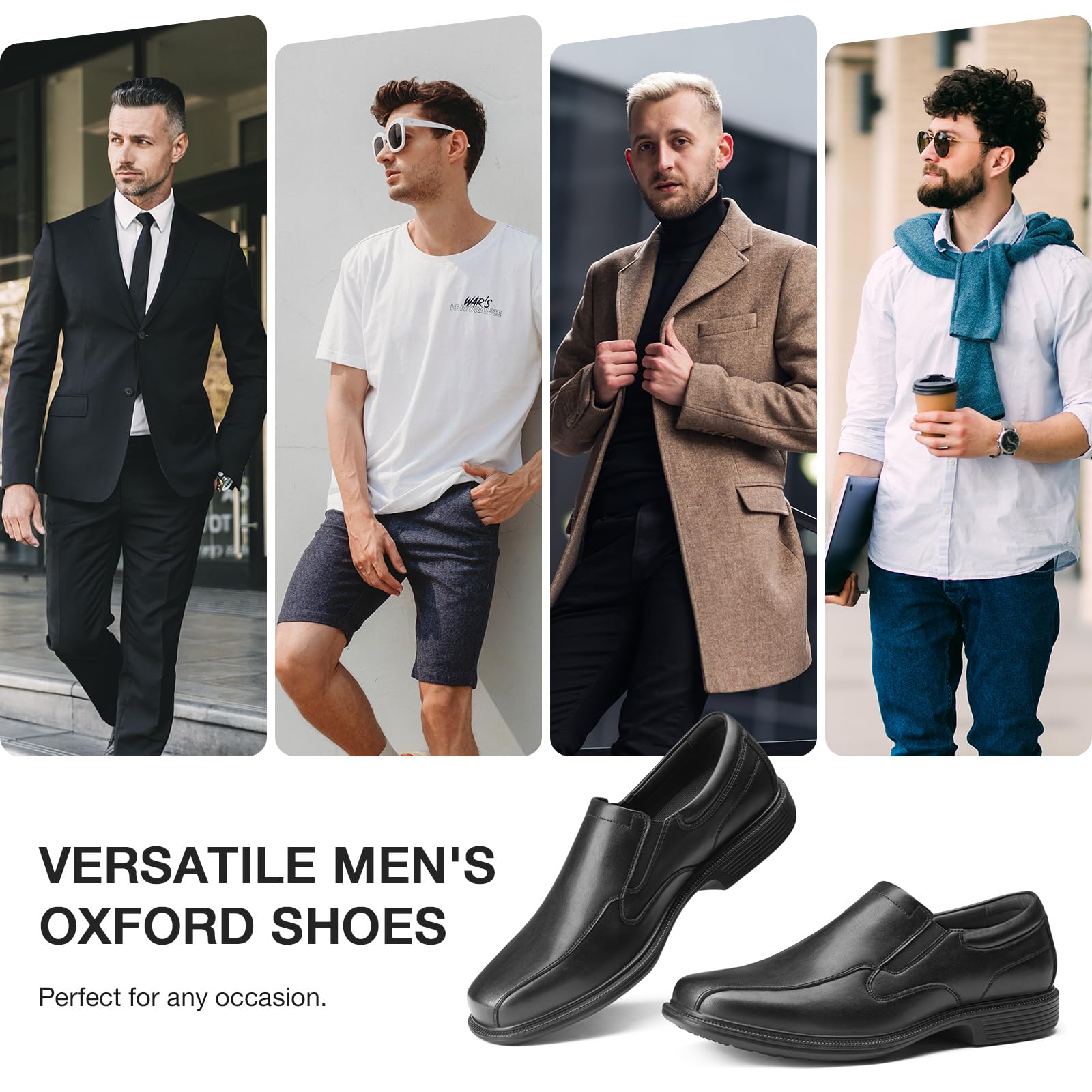 HEEZ Men's Loafers - Genuine Split Leather Oxford Dress Shoes for Business & Casual Wear | Comfortable Formal Shoes for Office, Wedding & Daily Use
