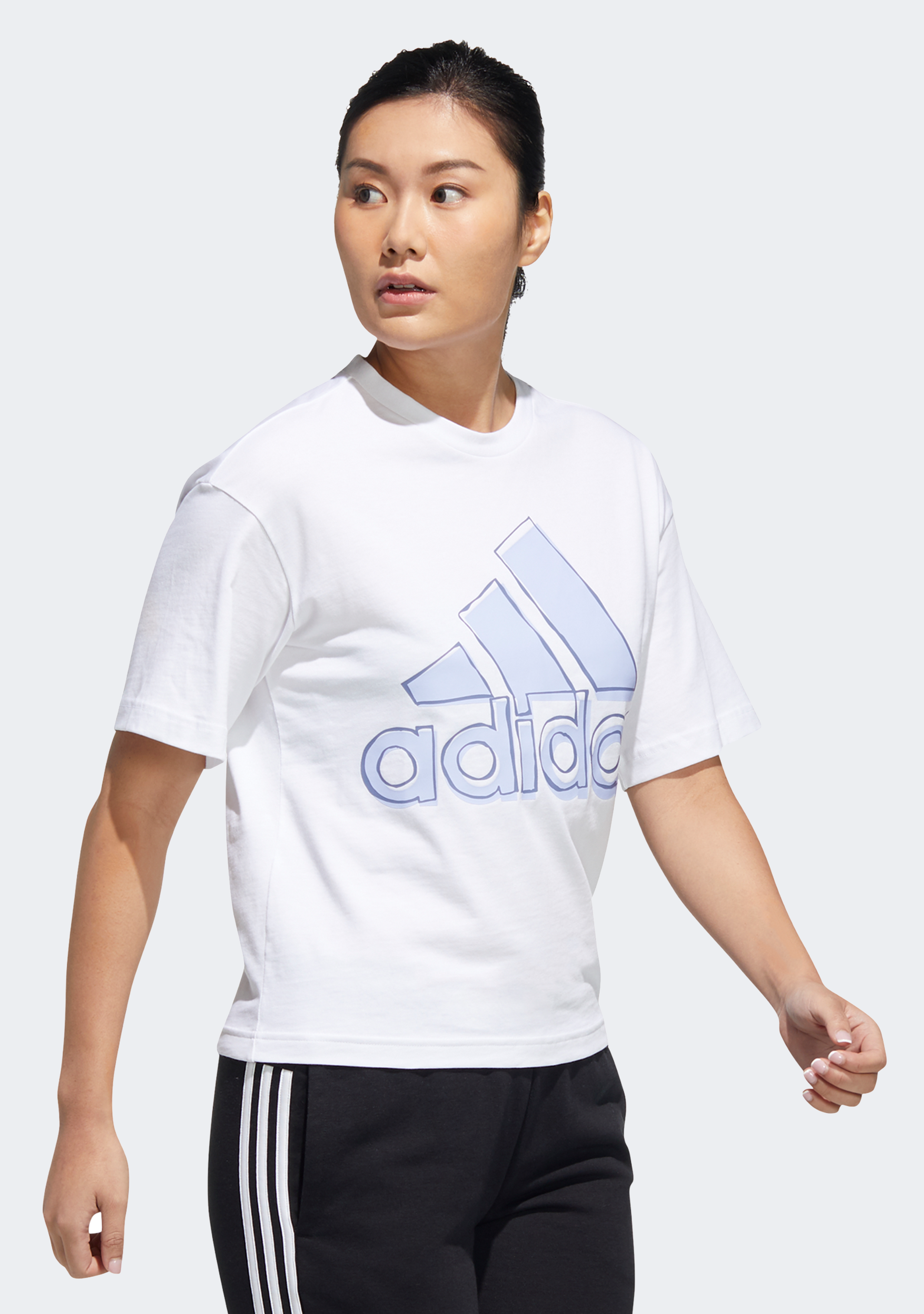 Adidas Women's Big Logo T-Shirt - Comfortable Cotton Casual Tee for Workout, Gym & Everyday Wear