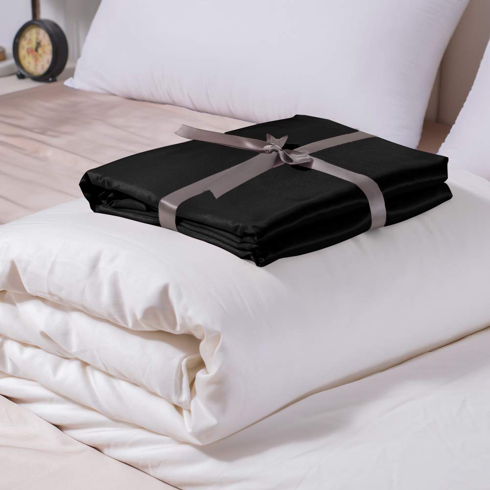THXSILK 100% Natural Silk Comforter with Removable Duvet Cover - King Size Black Summer Silk Quilt | Breathable & Hypoallergenic for Hot Sleepers | Perfect for Bedroom, Guest Room & Luxury Hotels