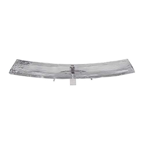 BOWERY HILL Contemporary Art Glass Tray in Brushed Nickel - Elegant Serving Tray for Dining Table, Coffee Table Decor & Gift Idea
