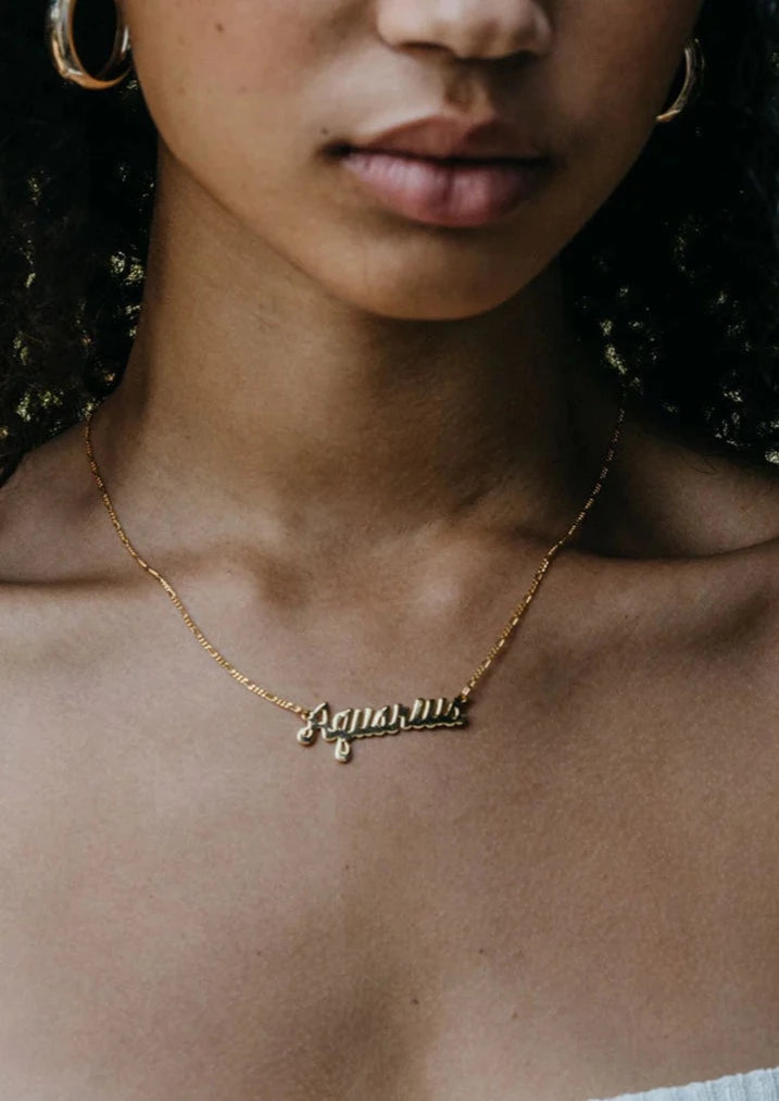 Zodiac Script Necklace - Personalized Zodiac Sign Pendant for Women - Perfect for Birthdays, Anniversaries & Everyday Wear