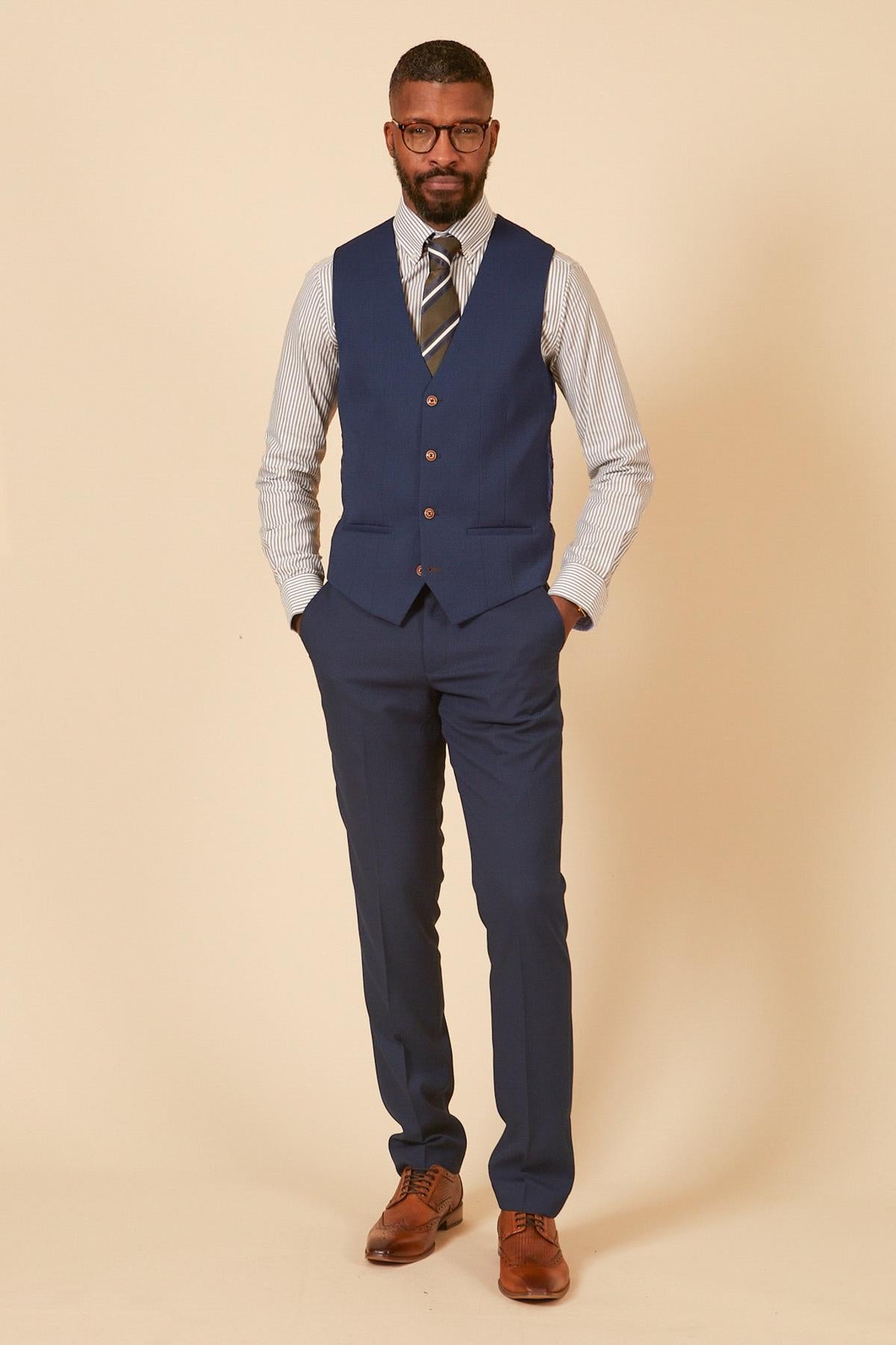 MAX Royal Blue Single Breasted Waistcoat for Men - Slim Fit Formal Vest for Weddings, Business & Special Occasions