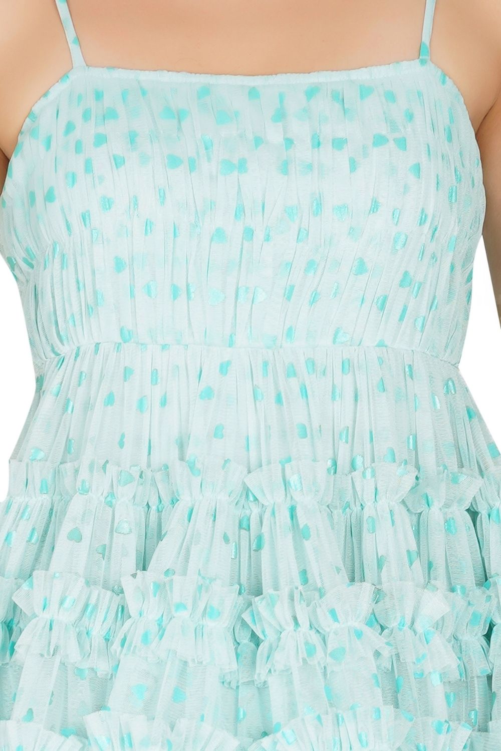 Bethan Tulle Mini Dress in Mint Heart Print - Romantic Summer Dress for Date Night & Special Occasions