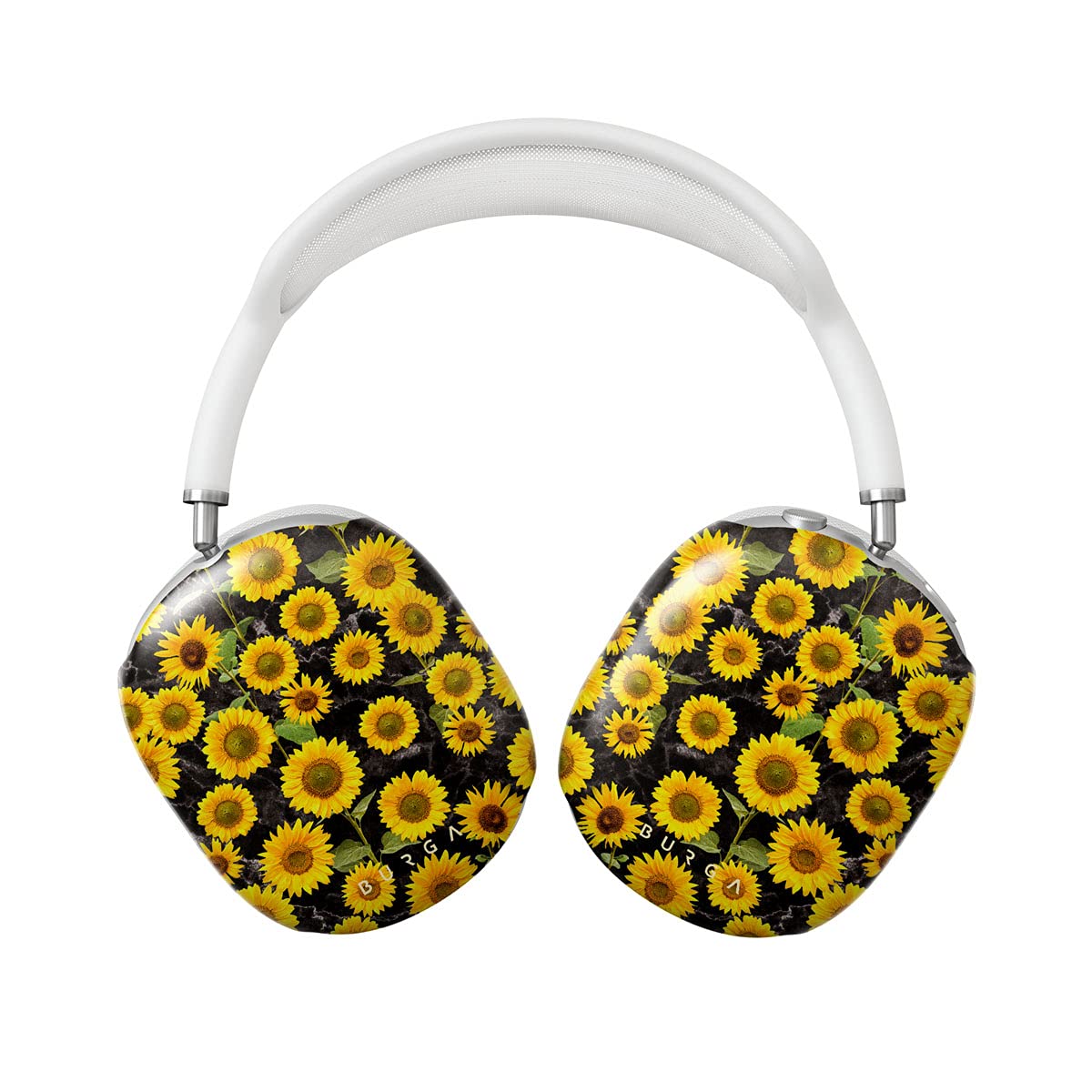 Burga Hard Plastic Case for Apple AirPods Max - Vintage Yellow Sunflowers Floral Print Protective Cover | Fashionable & Cute Accessory for Women | Perfect for Travel, Work & Everyday Use
