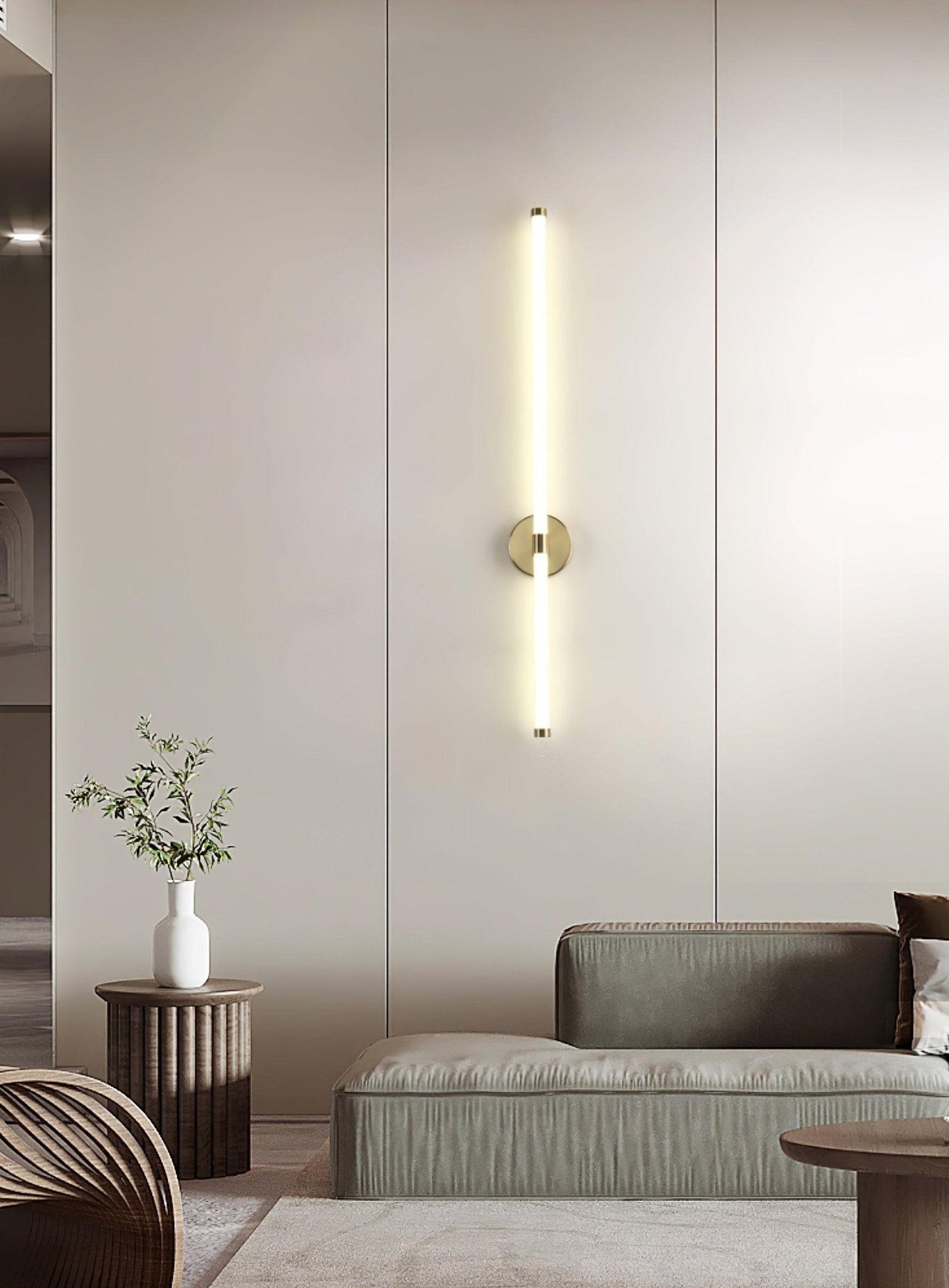Minimalist Vertical Wall Sconce - Modern LED Wall Light Fixture for Bedroom, Living Room & Hallway - Dimmable Indoor Lighting for Home Decor