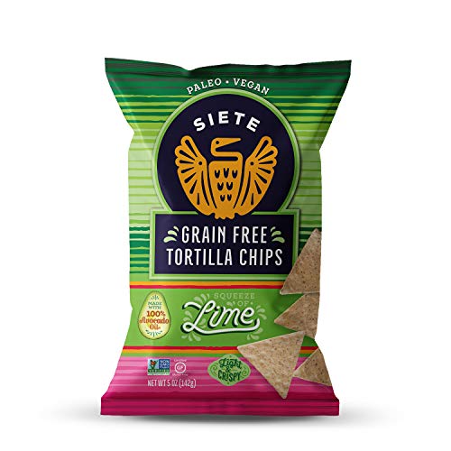 Siete Grain Free Tortilla Chips - Gluten Free, Paleo & Vegan Snacks - Non GMO, Lime Flavor - 5 Ounce (Pack of 12) - Perfect for Keto Diet, Healthy Snacking & Party Platters