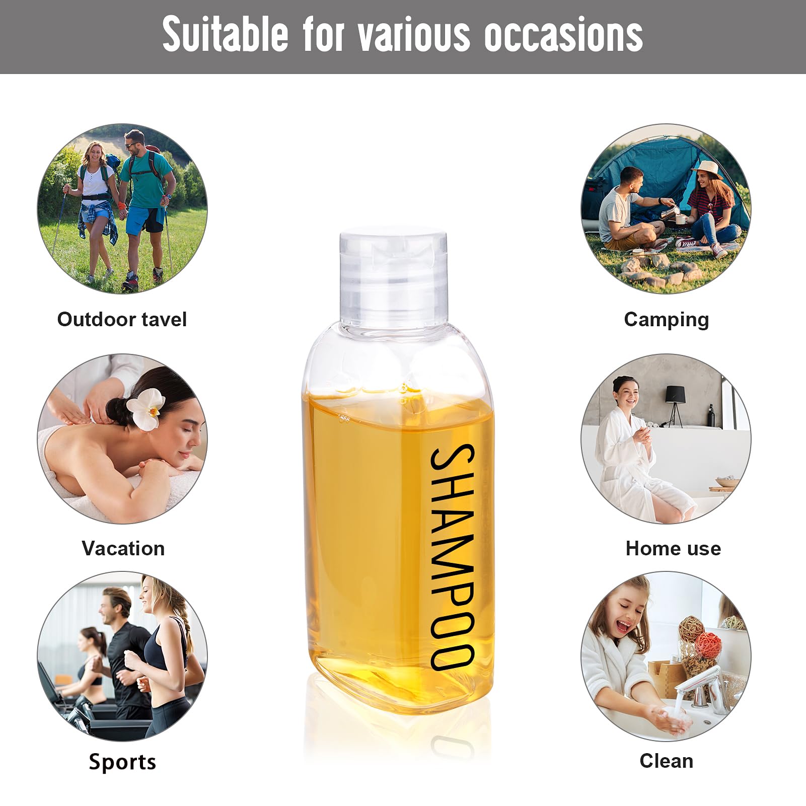 6-Pack 3.4oz/100ml TSA Approved Leak Proof Travel Bottles for Toiletries - Clear Plastic Squeeze Bottles with Flip Cap for Shampoo, Lotion & Cosmetics | Perfect for Air Travel, Gym & Vacation Essentials