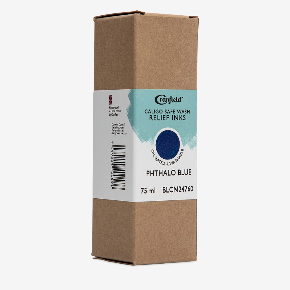 Cranfield Caligo Safe Wash Relief Ink - 75ml Tube, Phthalo Blue (BLCN24760) for Printmaking, Block Printing & Art Projects