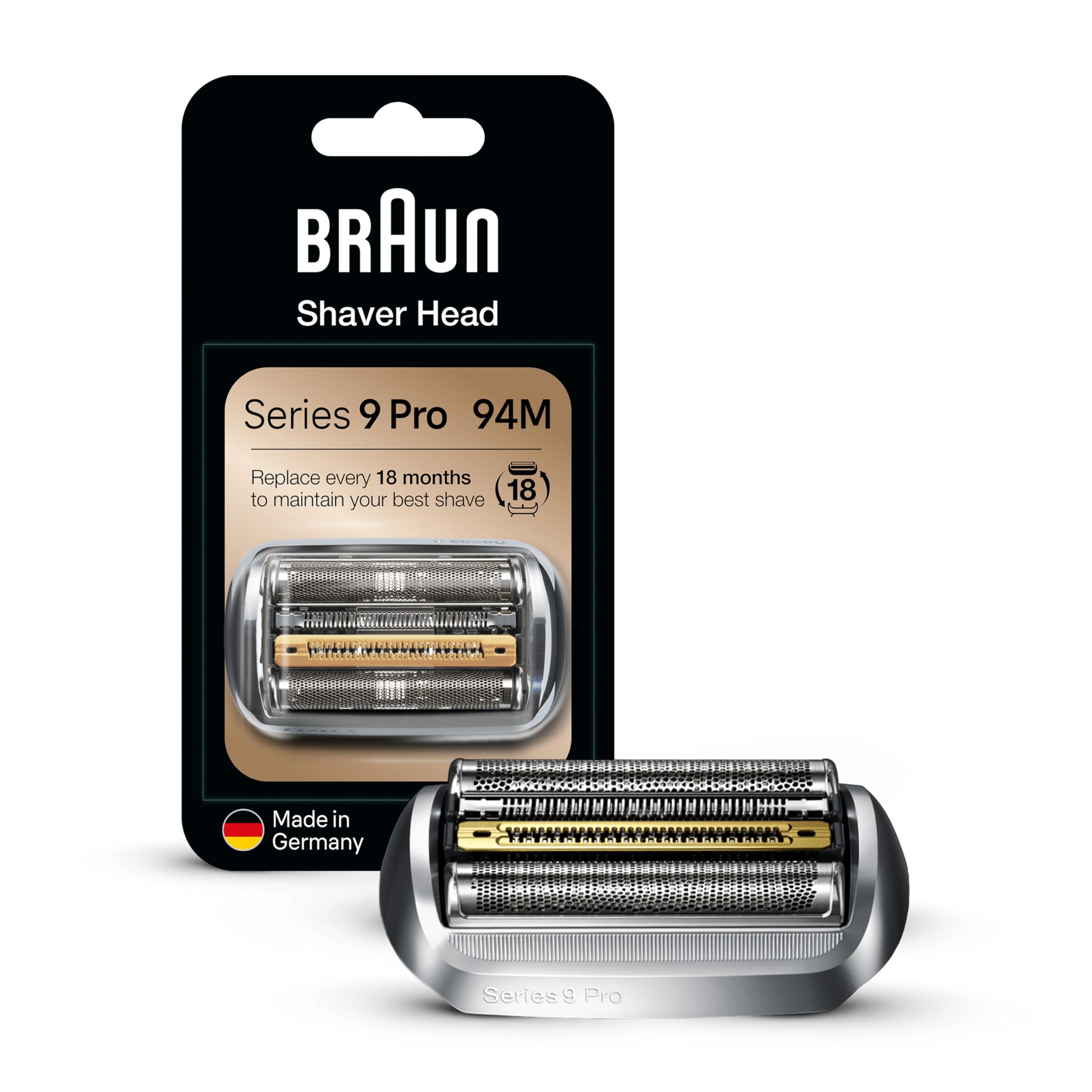 Braun Series 9 Pro & 9 Replacement Shaver Head 94M - Precision Electric Razor Replacement Part for Men's Grooming - Perfect for Travel, Home & Professional Use