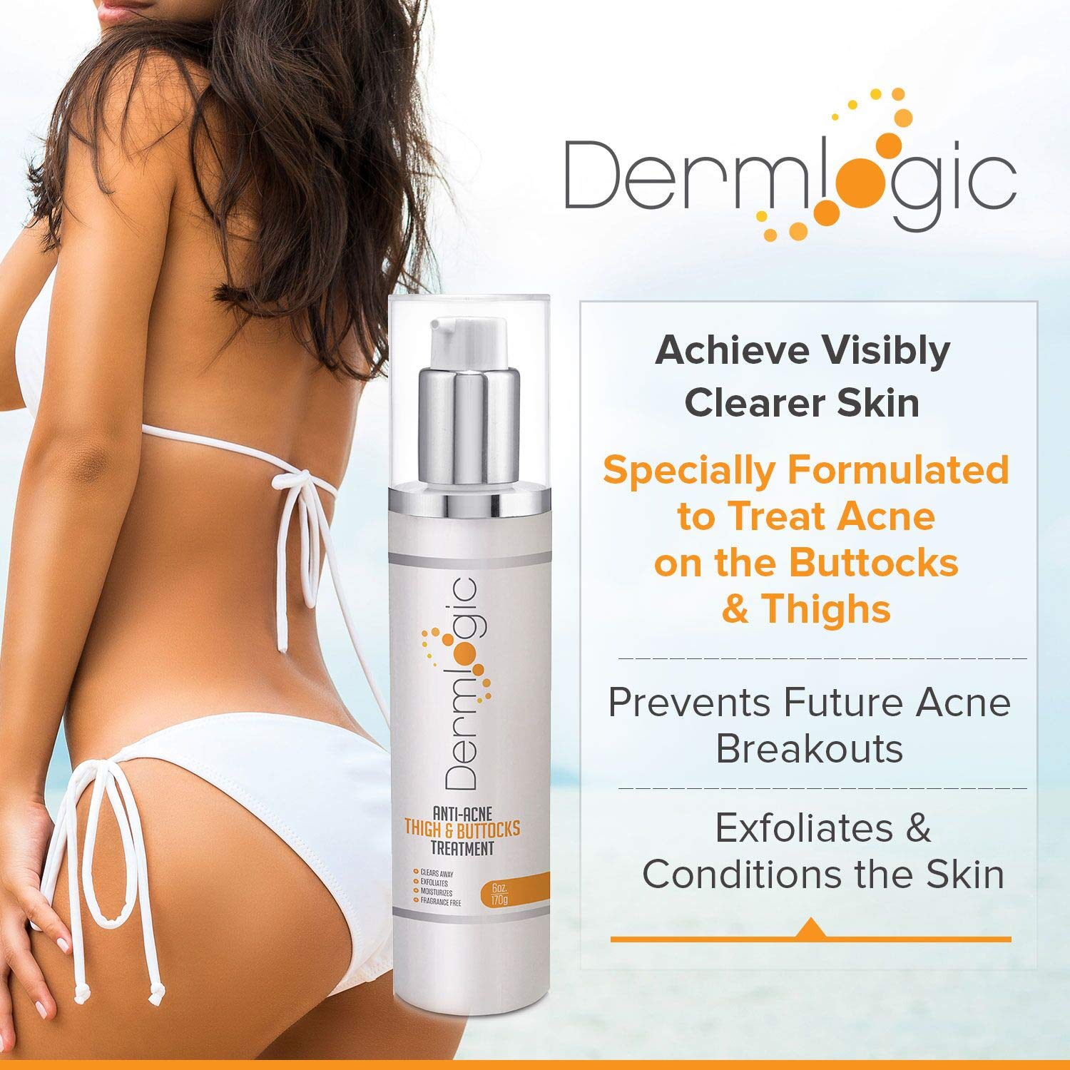 Dermlogic Anti-Acne Treatment for Thighs & Buttocks - Clear Breakouts & Prevent Blemishes - Perfect for Gym, Workout & Active Lifestyle